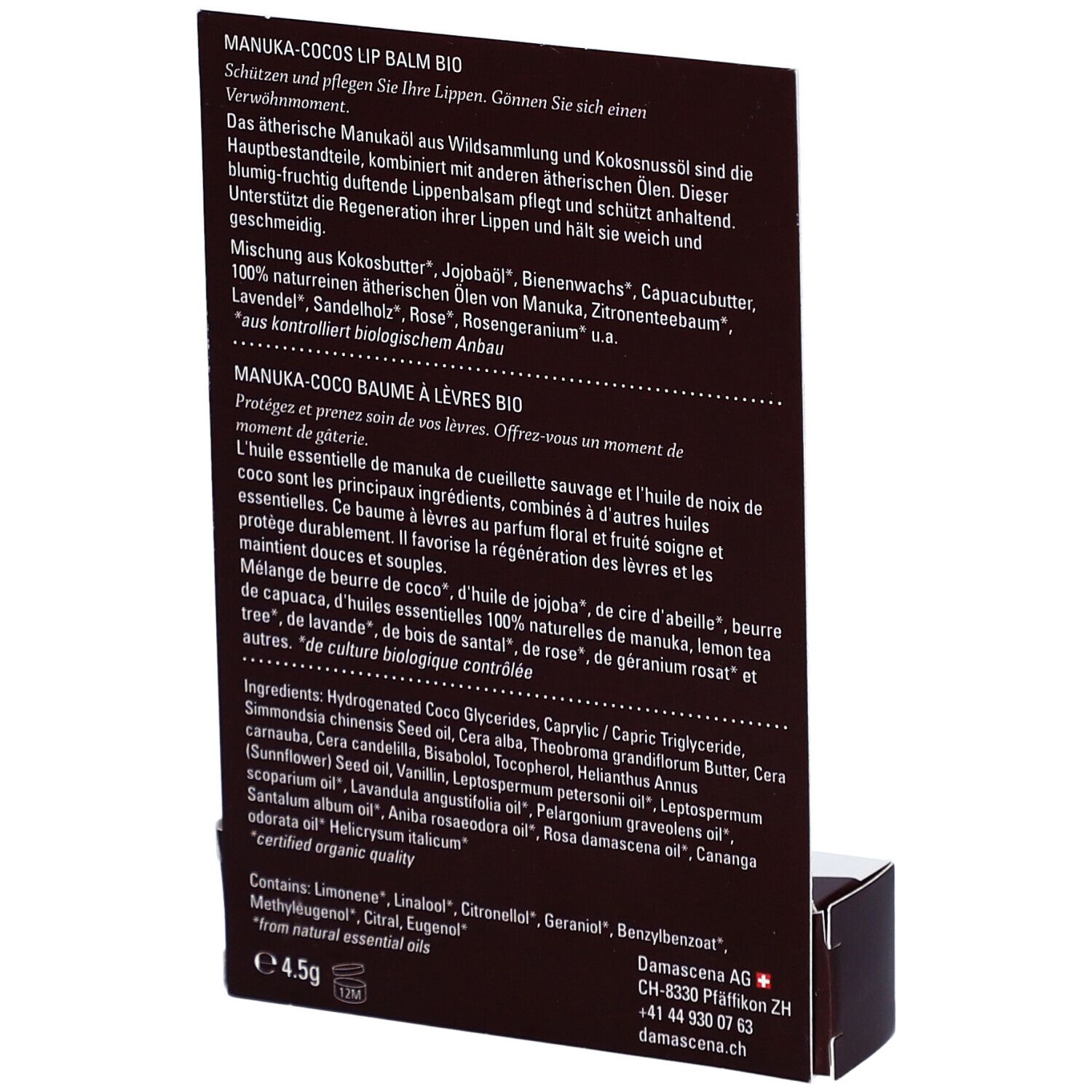 DAMASCENA Manuka-Cocos Lip Balm Bio 4.5 g