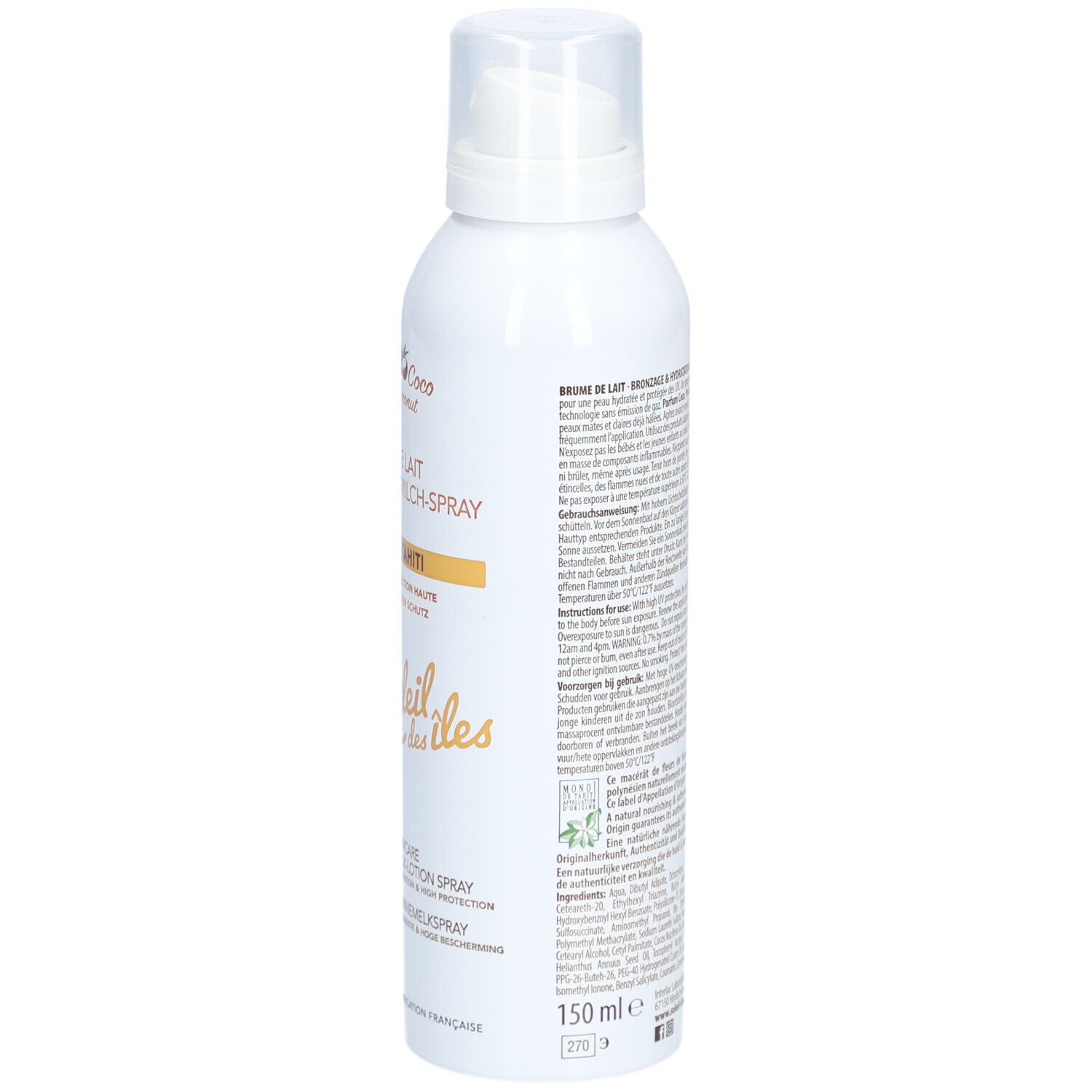 SOLEIL DES ÎLES Brume de lait hydratation SPF30 parfum coco