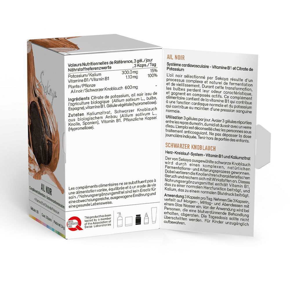 Emballage avec informations produit en allemand et français. Contient informations nutritionnelles et instructions. Sceau de qualité suisse.