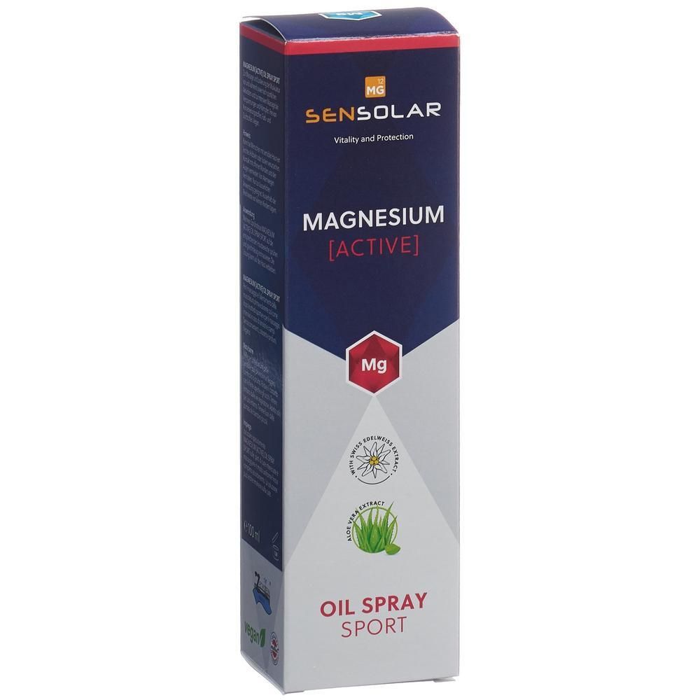 Verpackung von SENSOLAR Magnesium Active Oil Spray Sport.
