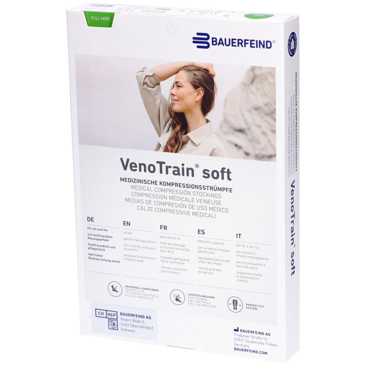 BAUERFEIND VenoTrain Soft Strumpf creme - Medizinische Kompressionsstrümpfe - AD CCL2 Größe S plus/kurz geschlossener Fuß