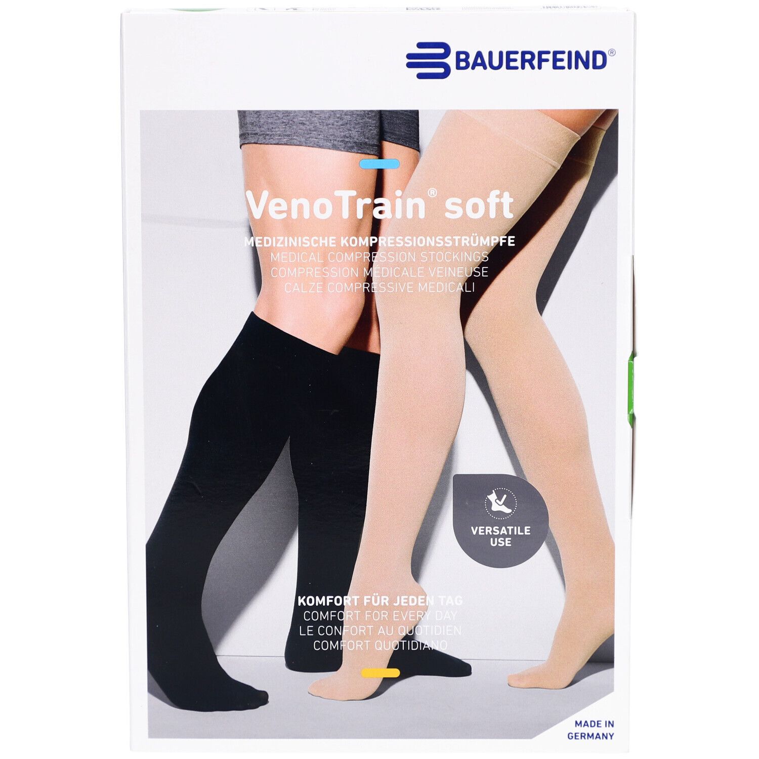 BAUERFEIND VenoTrain Soft Strumpf creme - Medizinische Kompressionsstrümpfe - AD CCL2 Größe S plus/kurz geschlossener Fuß