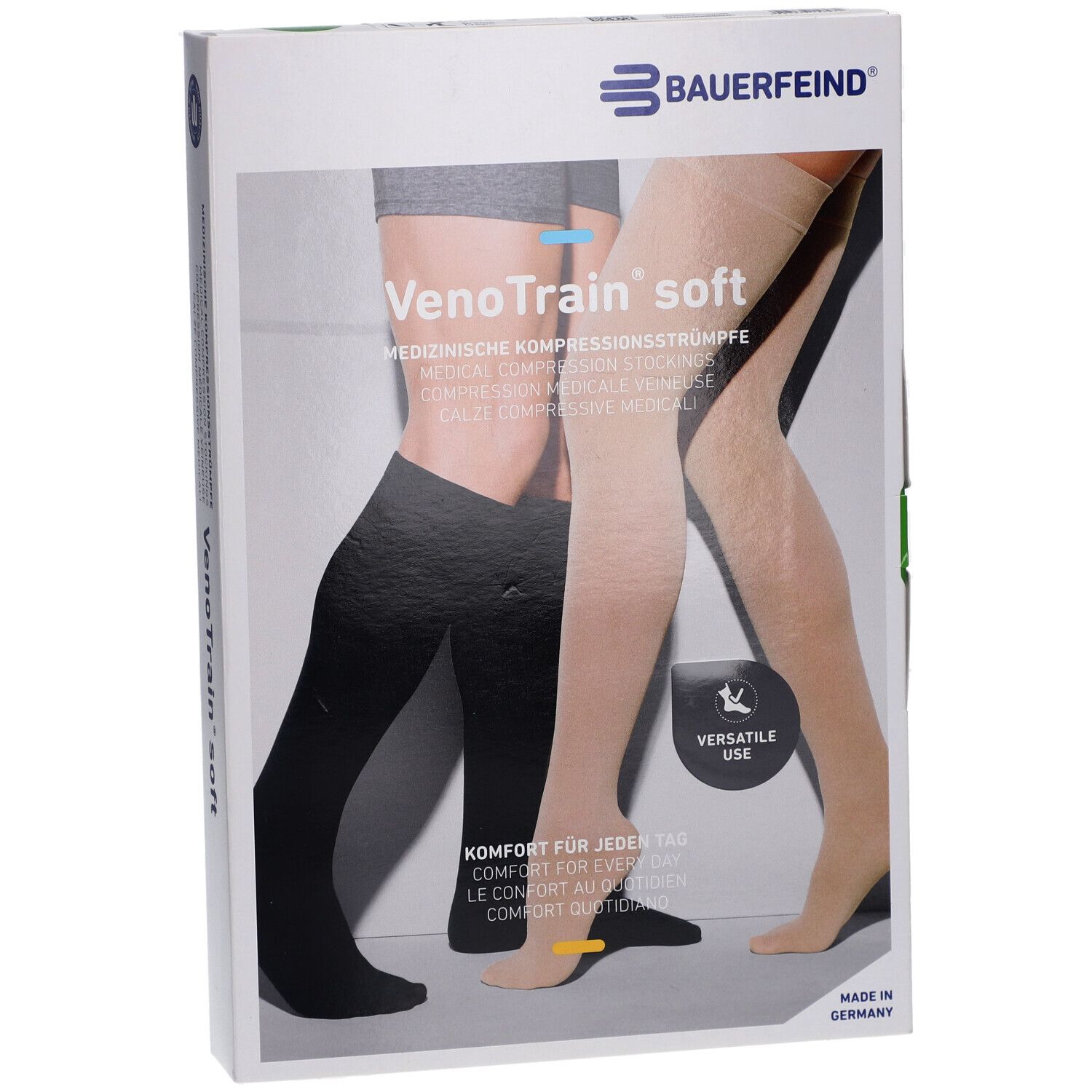 BAUERFEIND VenoTrain Soft Strumpf creme - Medizinische Kompressionsstrümpfe - AD CCL2 Größe S plus/kurz geschlossener Fuß