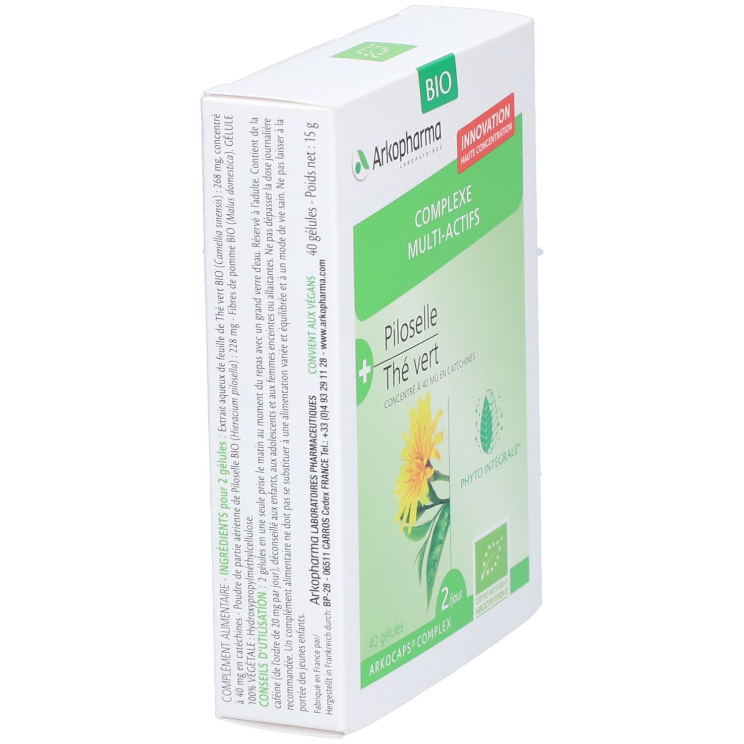 ARKOPHARMA Complexe Multi-actifs Piloselle + Thé vert bio
