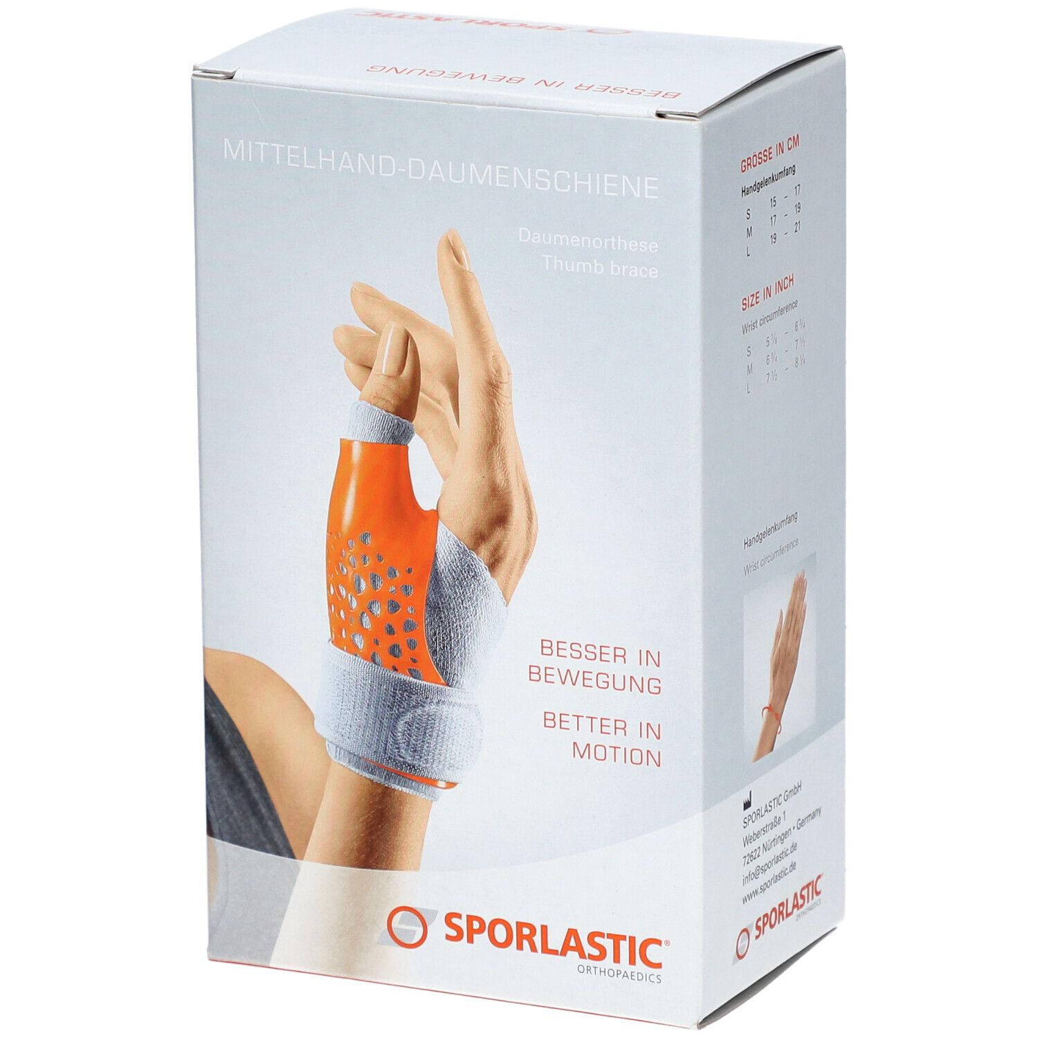 SPORLASTIC Mittelhand Daumenschiene S links hautf