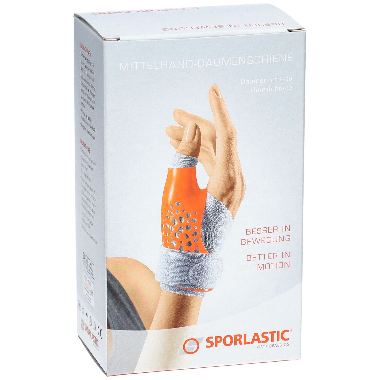 SPORLASTIC Mittelhand Daumenschiene S links hautf