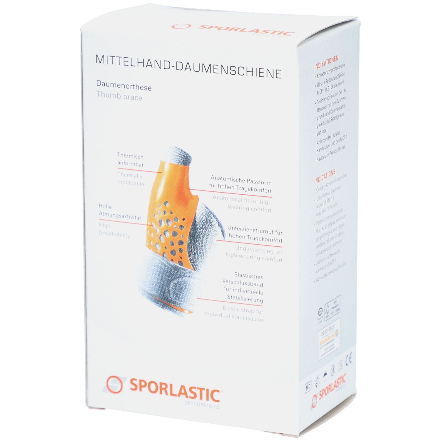 SPORLASTIC Mittelhand Daumenschiene S rechts hautf
