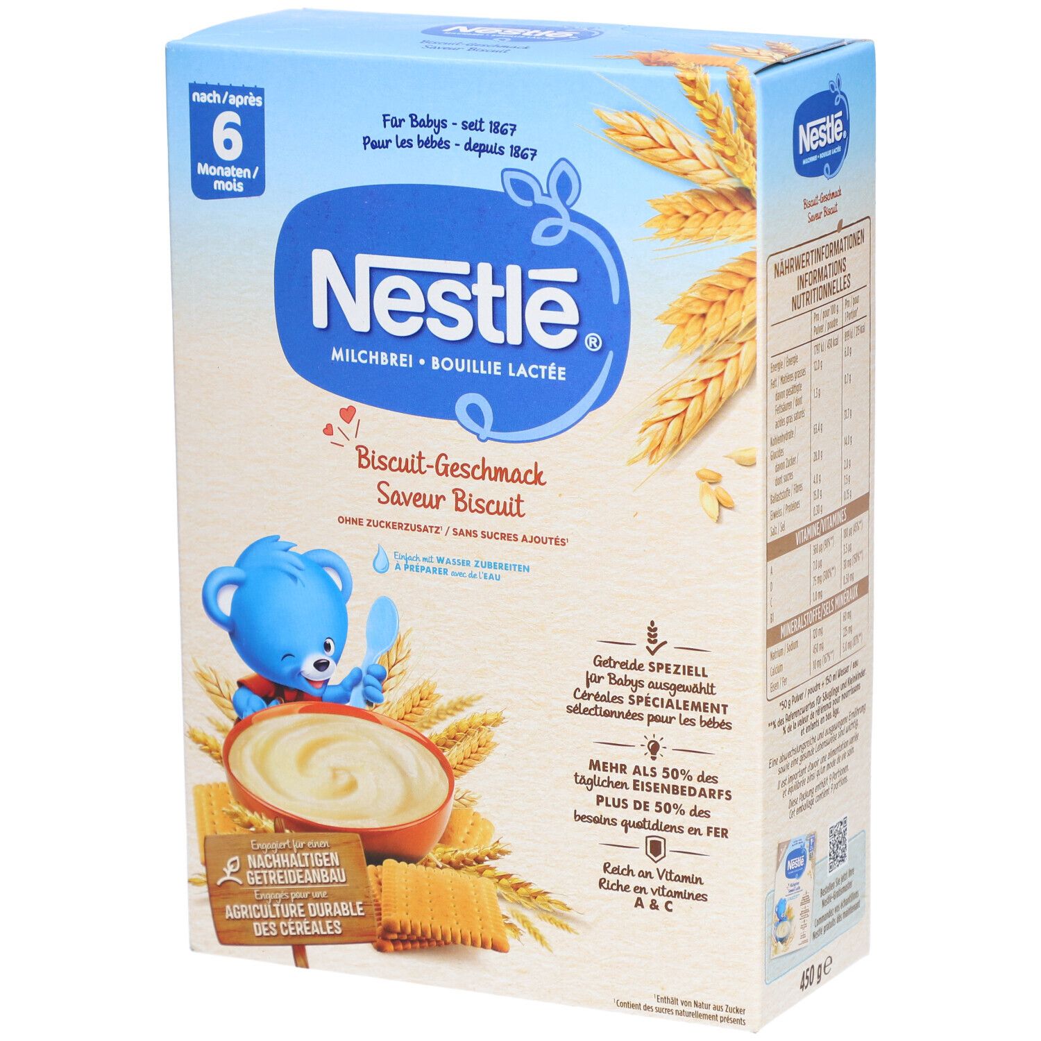 NESTLE Baby Cereals Biscuit Geschmack 450 g