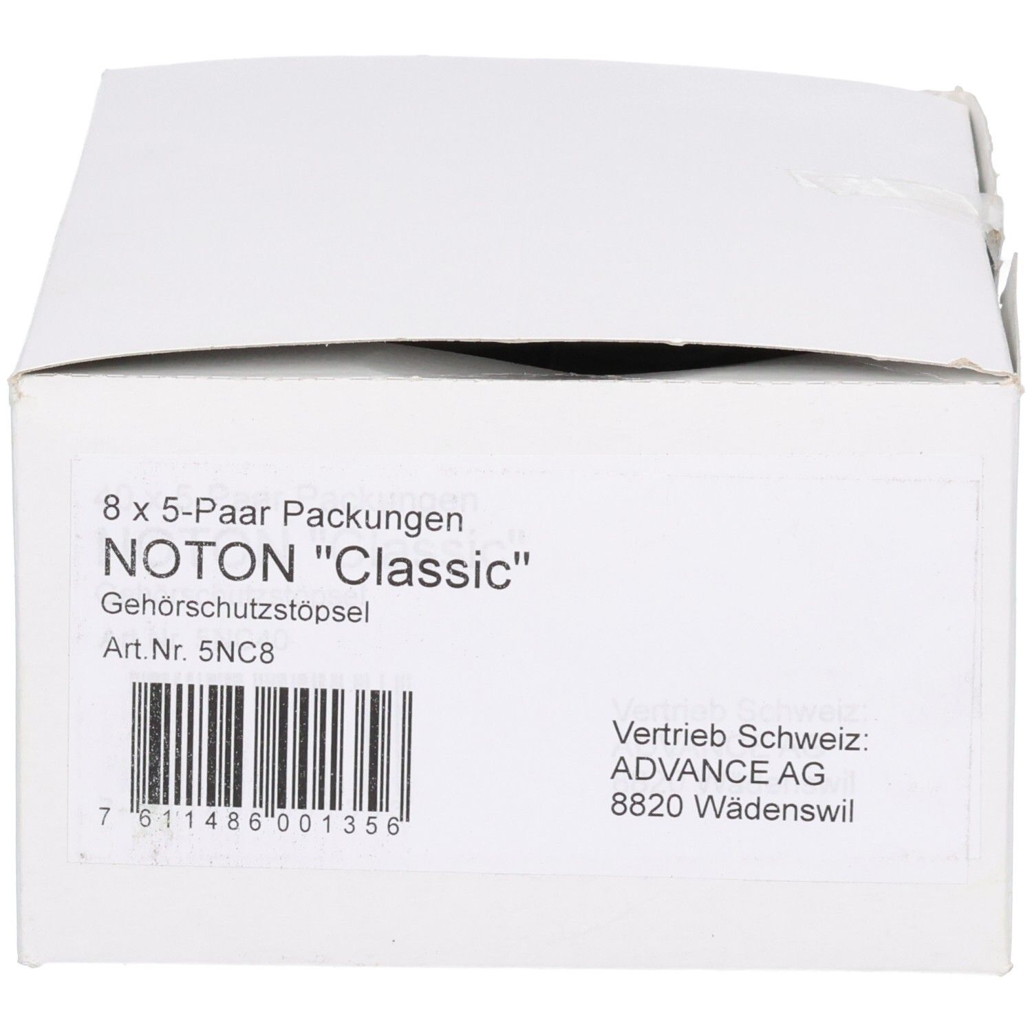 Emballage de 8 x 5 paires de bouchons d'oreilles, NOTON "Classic", Art. N° 5NC8.