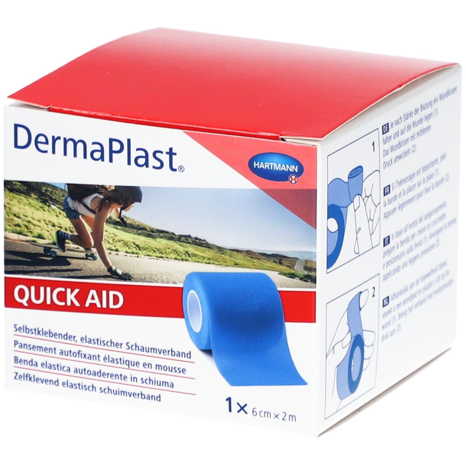 DermaPlast® Quick Aid selbstklebender elastischert Schaumverband  6 cm x 2 m