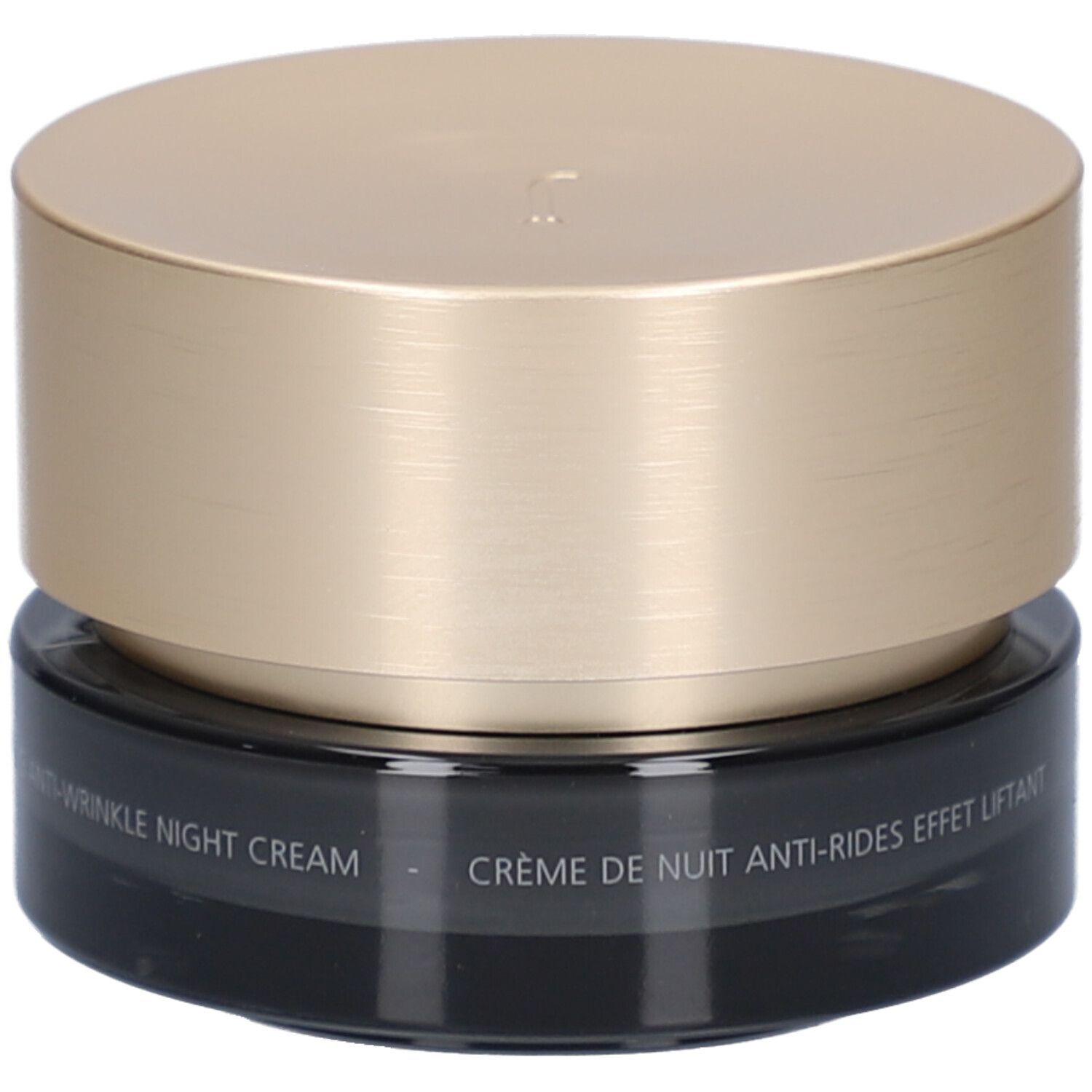 Creme-Tiegel mit goldfarbenem Deckel. Aufschrift: Juvena, Anti-Wrinkle Night Cream, Crème de Nuit Anti-Rides.