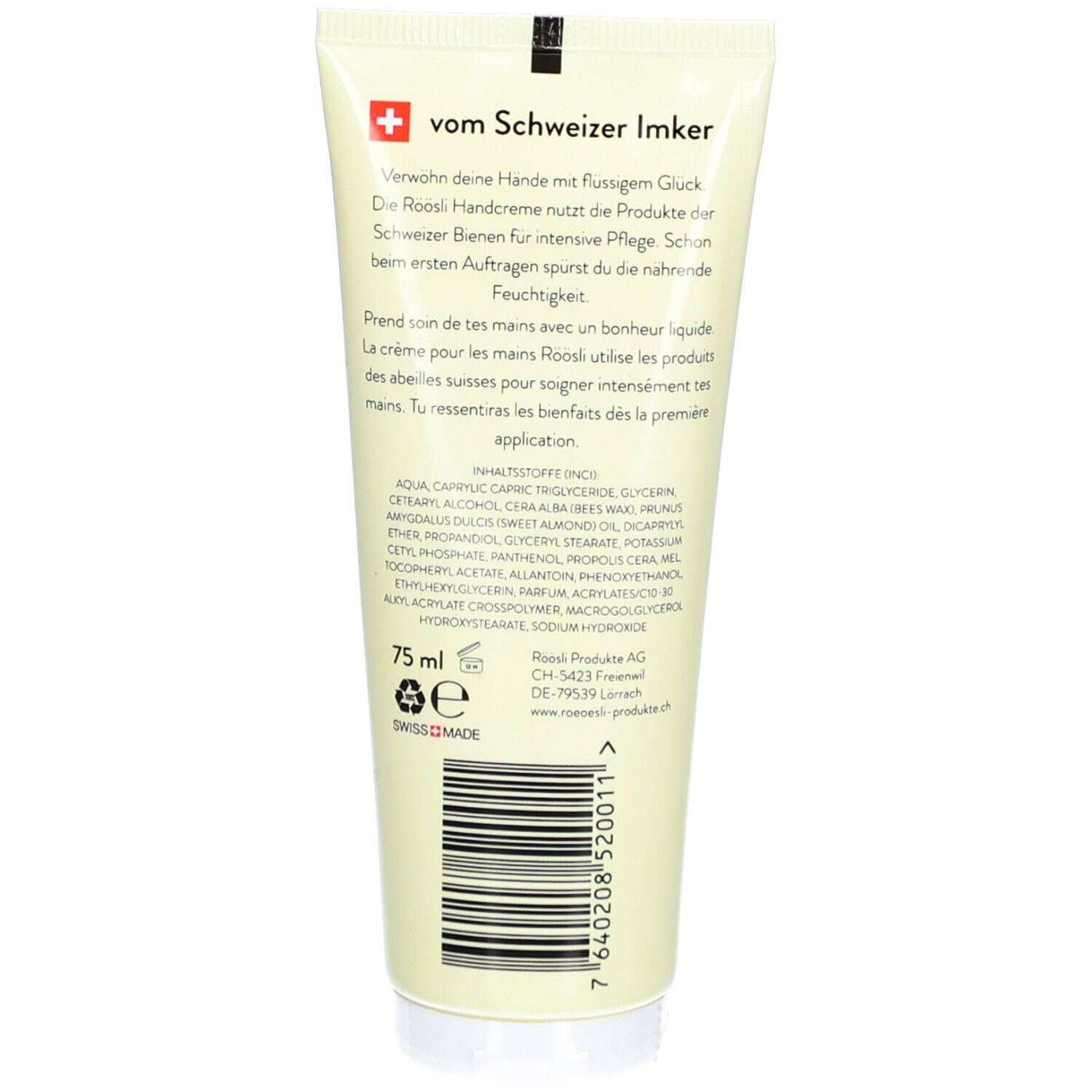 RÖÖSLI COSMETICS Crème pour les mains à la propolis, miel & cire d'abeille