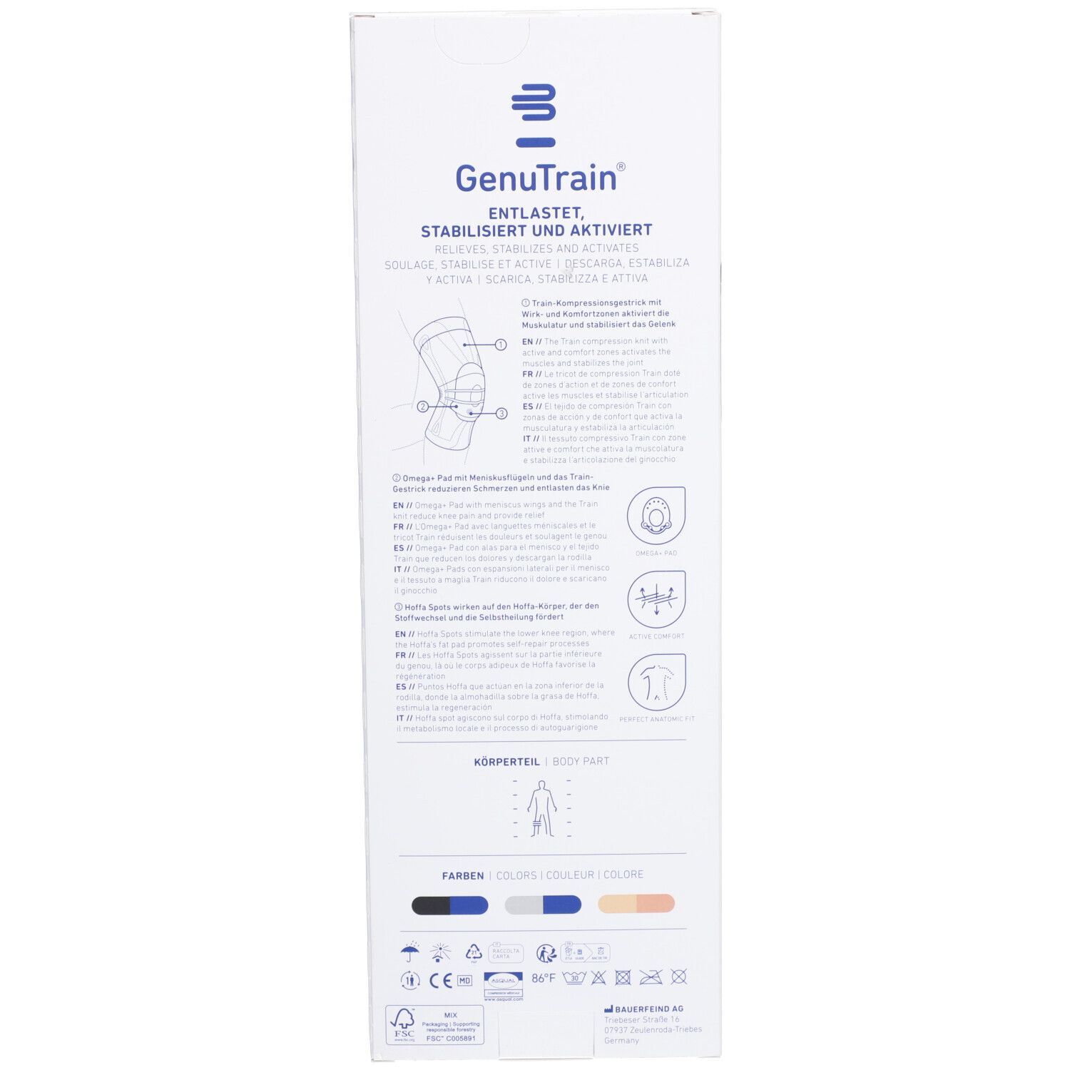BAUERFEIND® GenuTrain Aktiv-, Patella- und Bandkniebandage Gr. 5 Beige