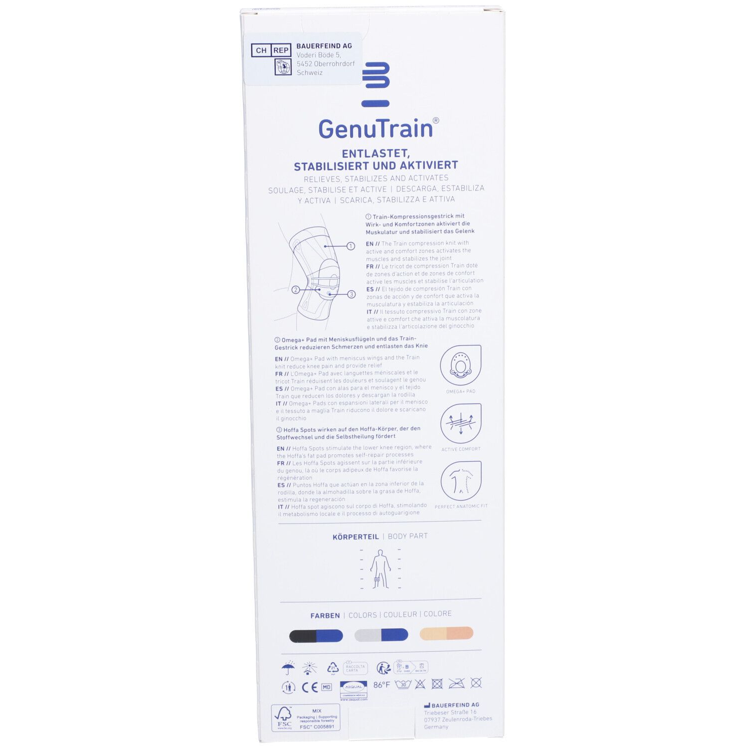 BAUERFEIND® GenuTrain Aktive Kniebandage, Patella und Bandage Größe 6 Beige
