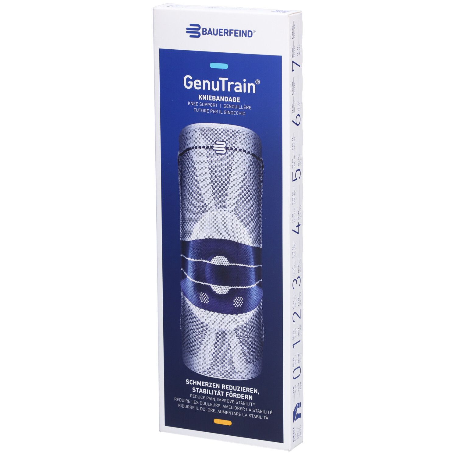 BAUERFEIND® GenuTrain Aktive Kniebandage, Patella und Bandage Größe 1 Titan