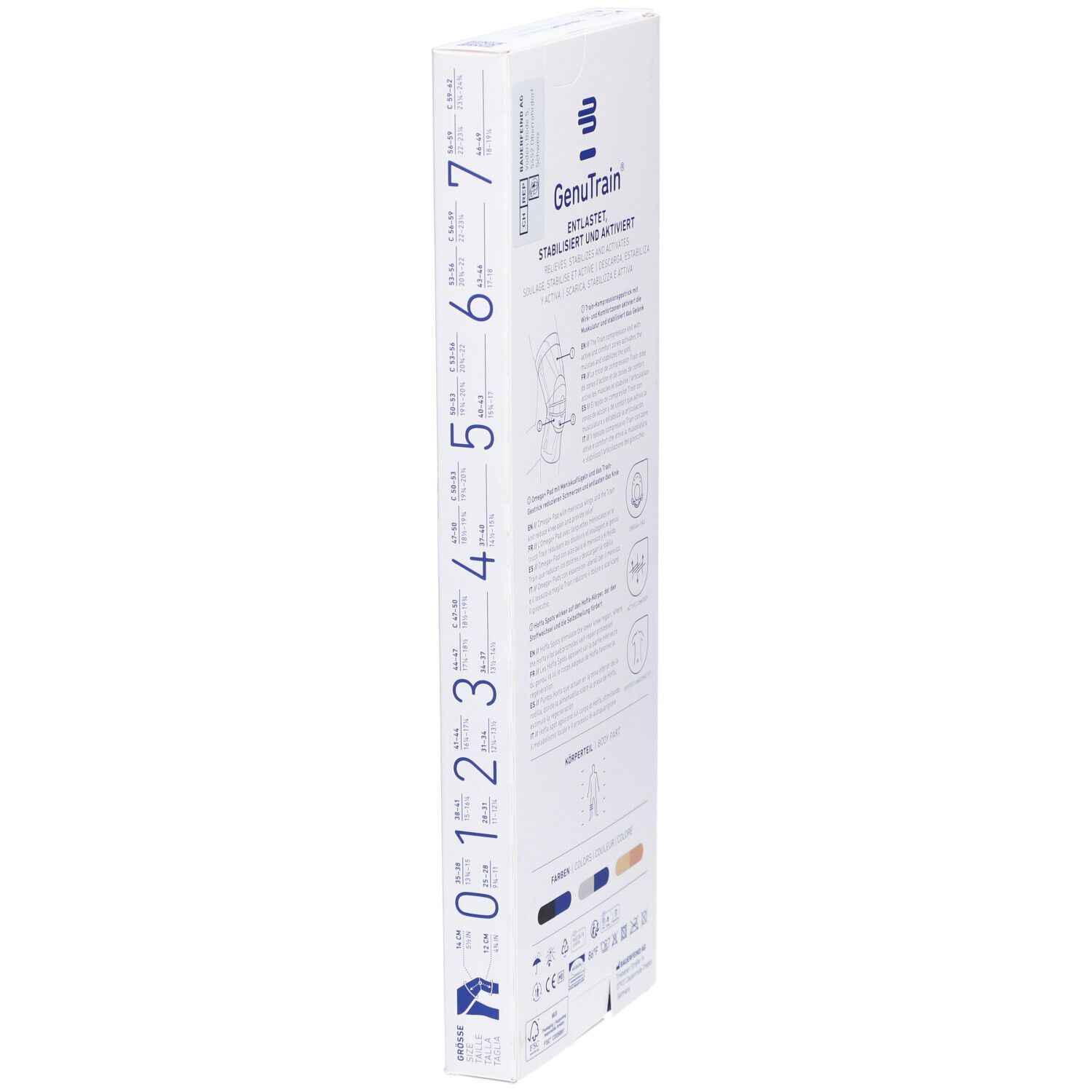 BAUERFEIND® GenuTrain Aktive Kniebandage, Patella und Bandage Größe 1 Titan