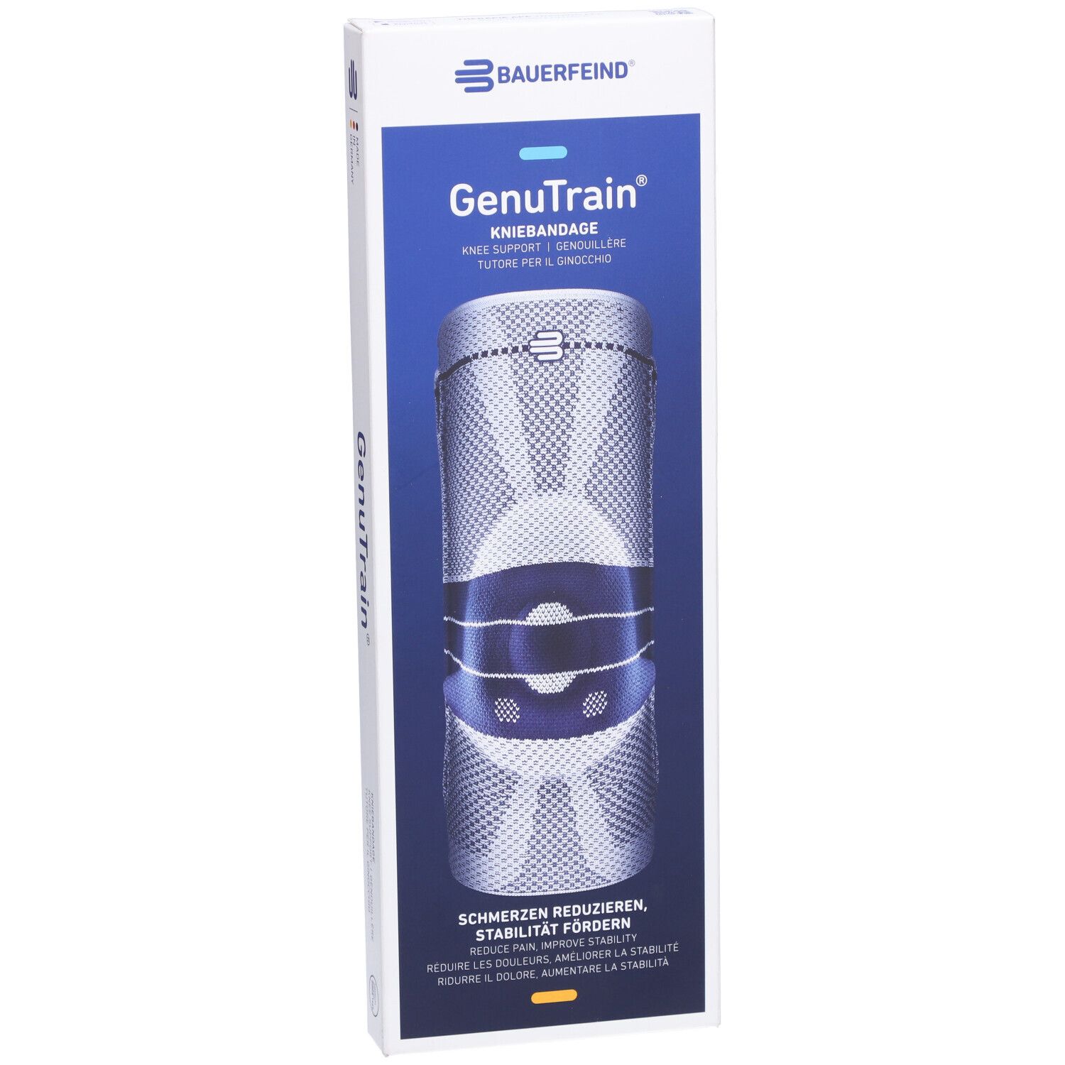 BAUERFEIND® GenuTrain Aktive Kniebandage, Patella und Bandage Größe 1 Titan