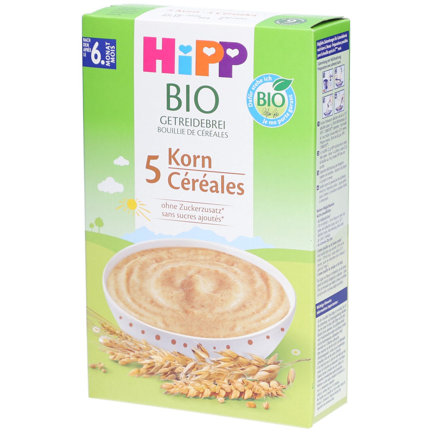 HiPP Bio Getreidebrei 5-Korn nach dem 6. Monat