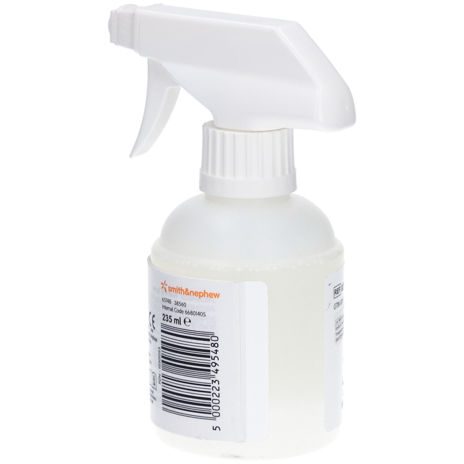 Proshield Mousse & Spray. Vue arrière du flacon avec étiquette. Logo Smith & Nephew.