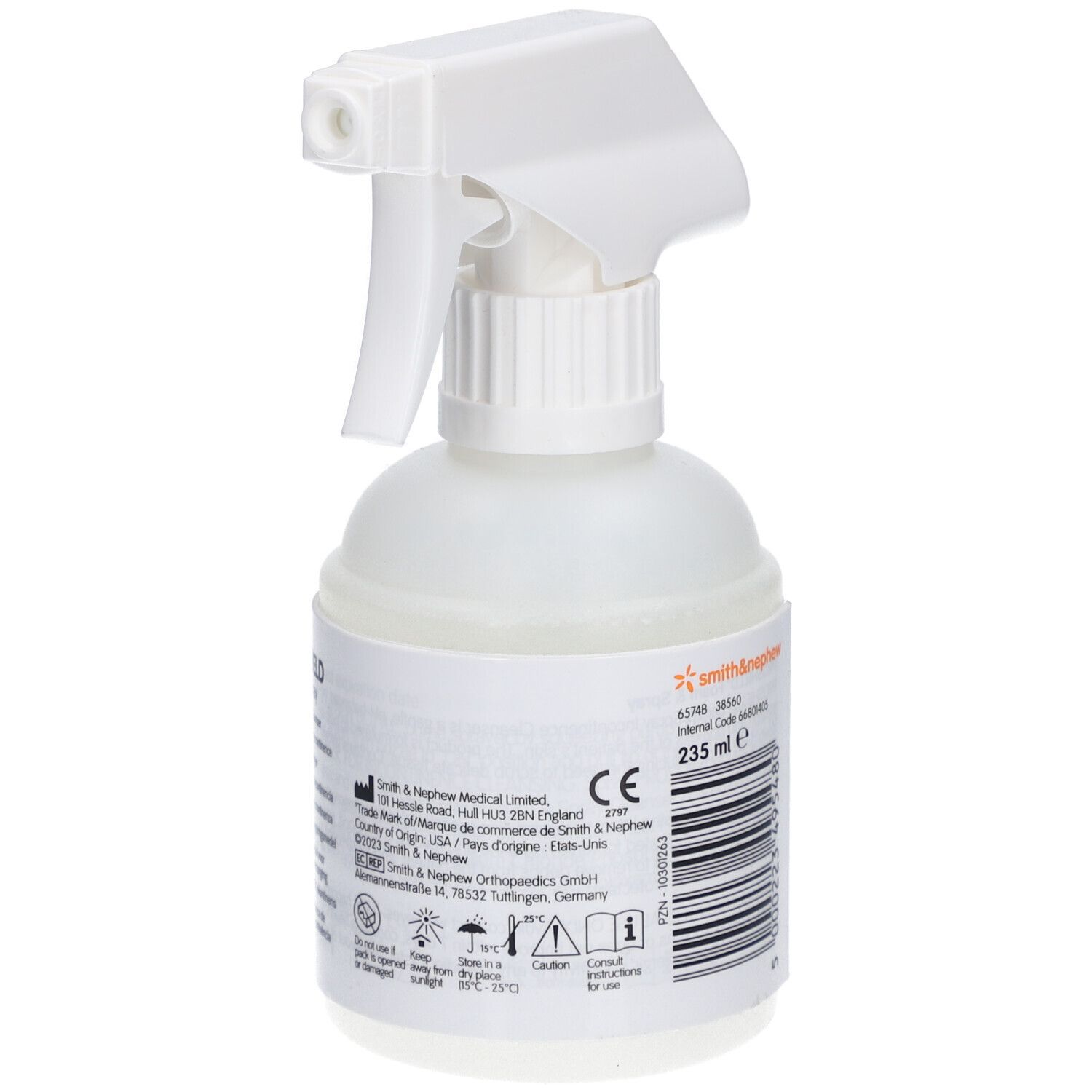 Proshield Mousse & Spray. Flacon blanc avec pulvérisateur. Étiquette avec informations produit.