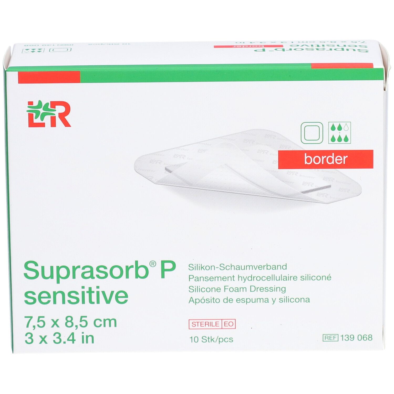 SUPRASORB P sensitive border 7.5 x 8.5 cm