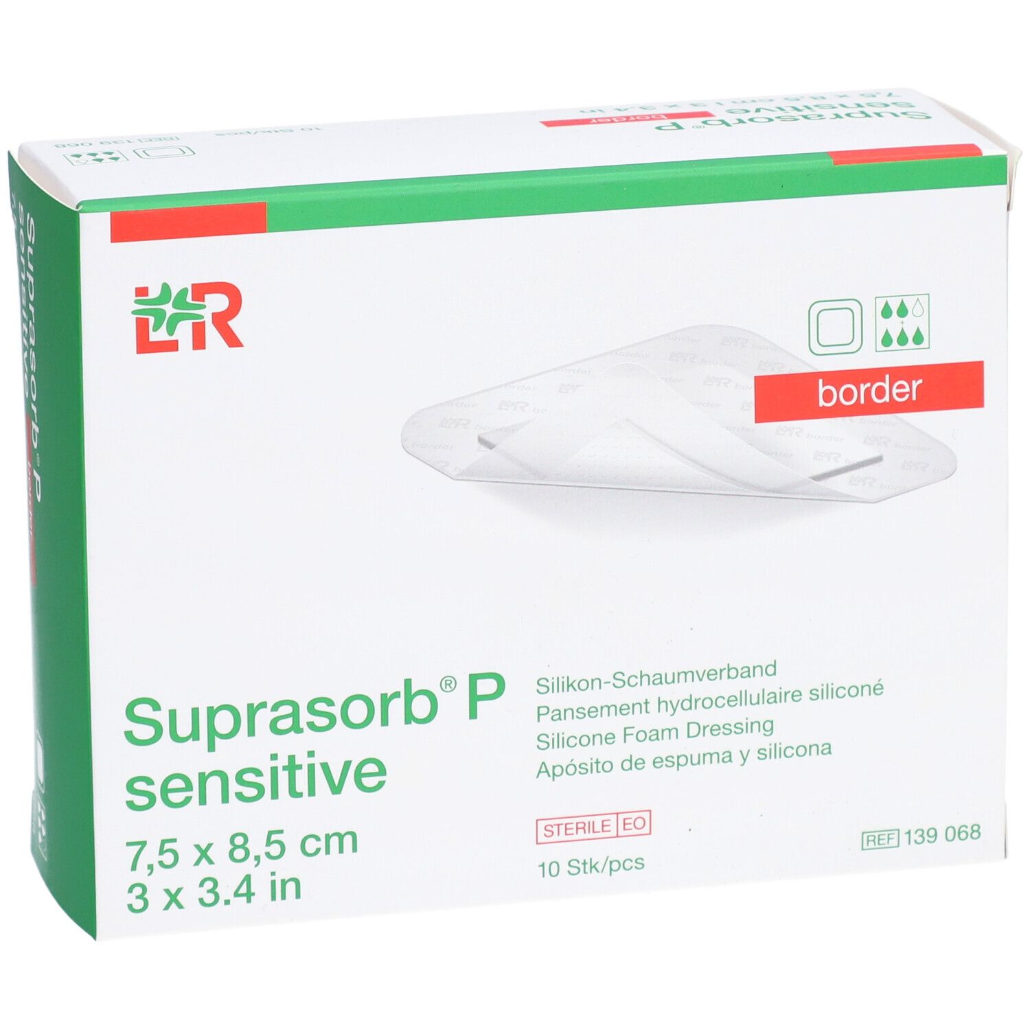 SUPRASORB P sensitive border 7.5 x 8.5 cm
