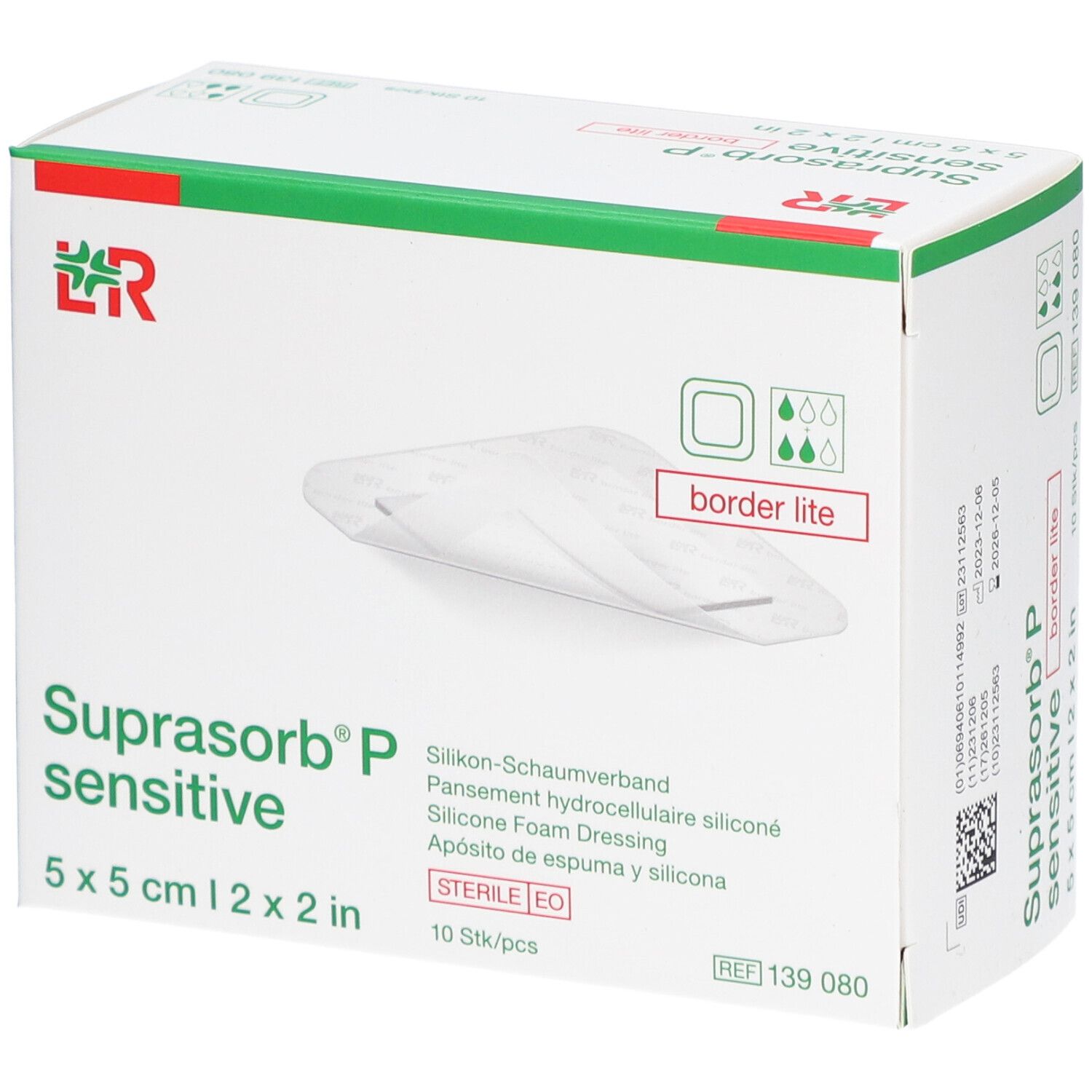 SUPRASORB P sensitive border lite 5 x 5 cm