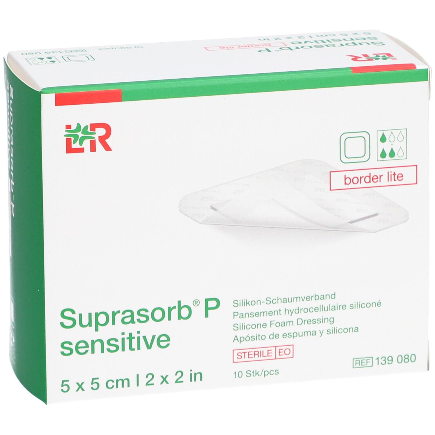 SUPRASORB P sensitive border lite 5 x 5 cm