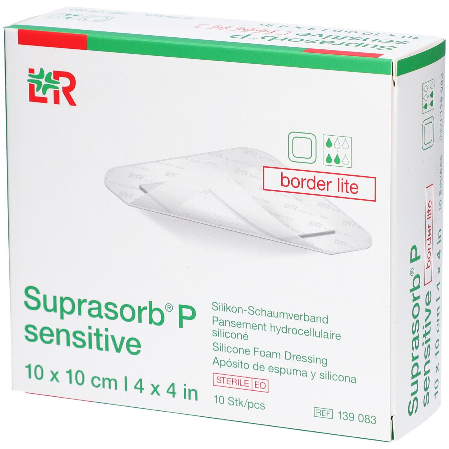 SUPRASORB P sensitive border lite 10 x 10 cm