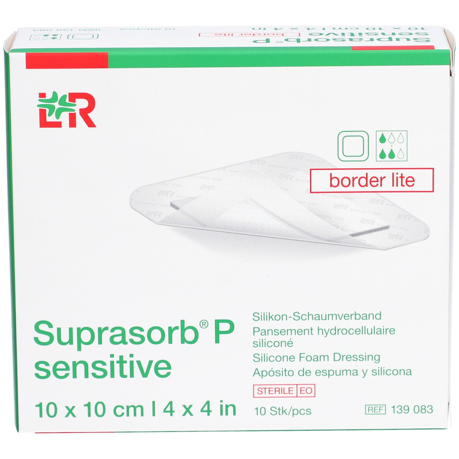 SUPRASORB P sensitive border lite 10 x 10 cm