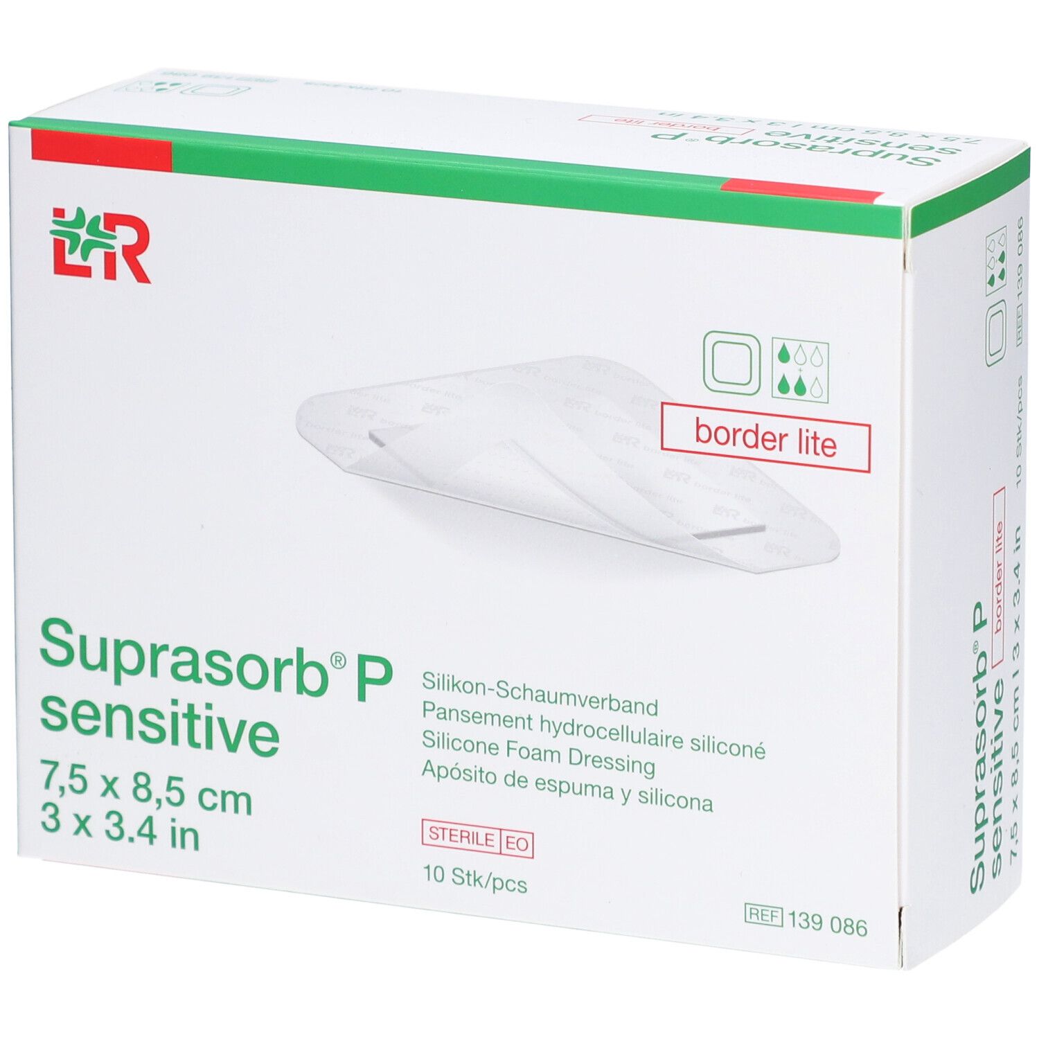 SUPRASORB P sensitive border lite 7.5 x 8.5 cm