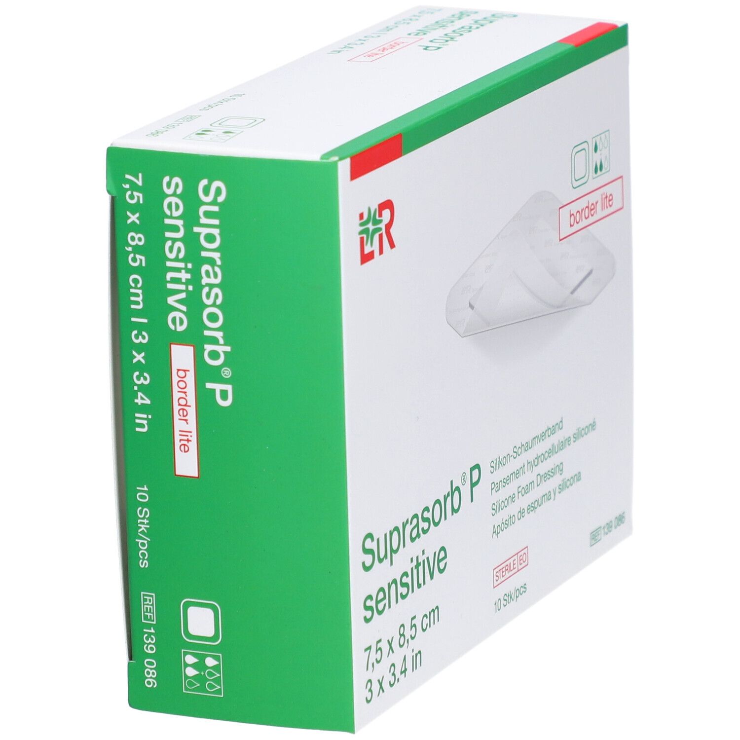 SUPRASORB P sensitive border lite 7.5 x 8.5 cm