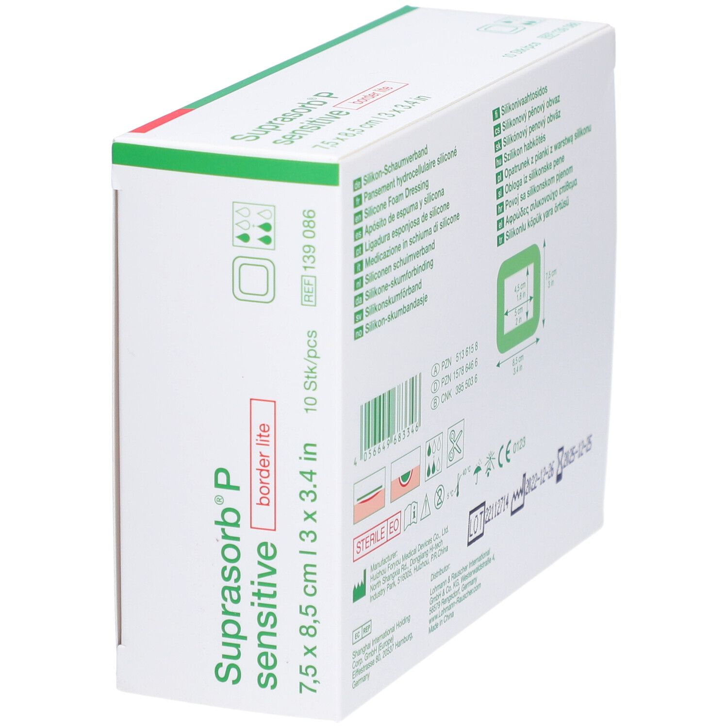 SUPRASORB P sensitive border lite 7.5 x 8.5 cm