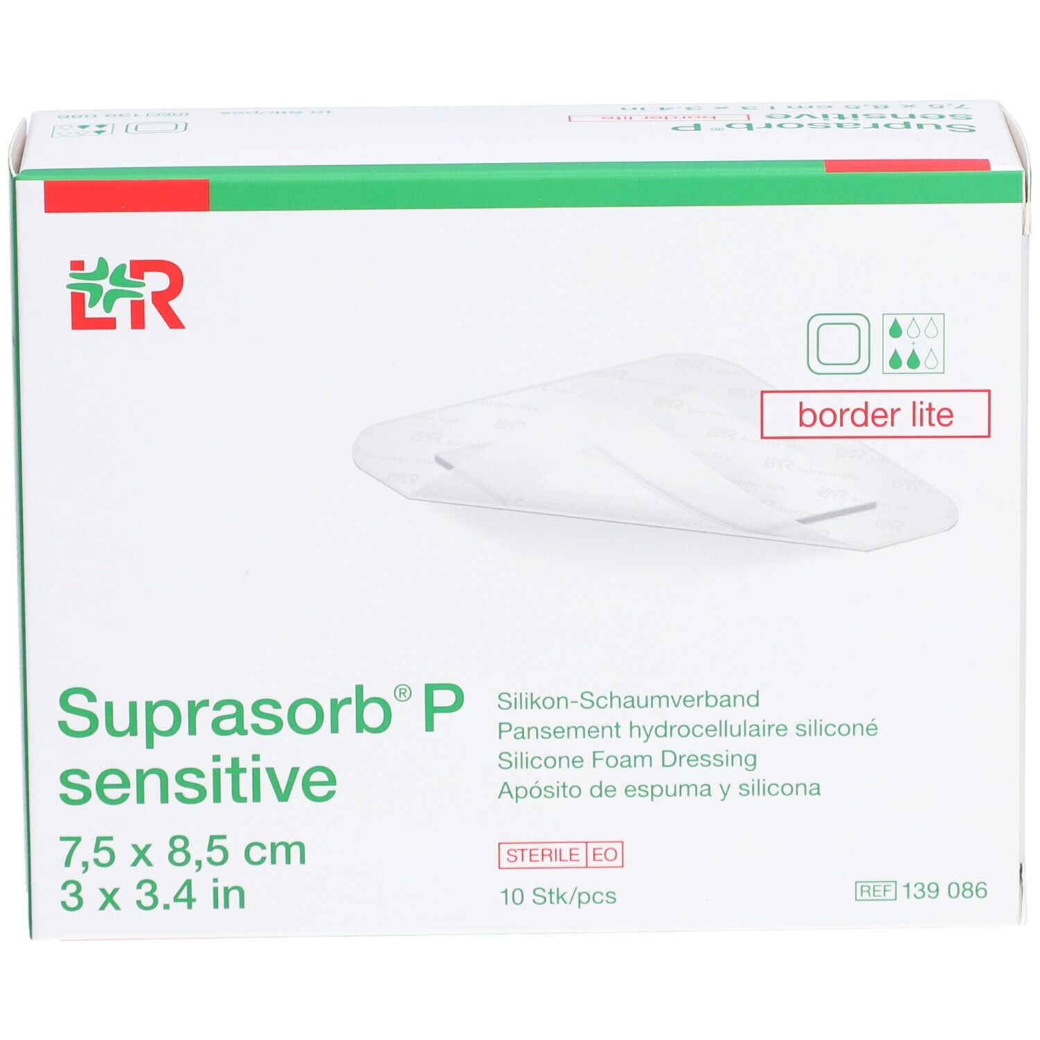 SUPRASORB P sensitive border lite 7.5 x 8.5 cm