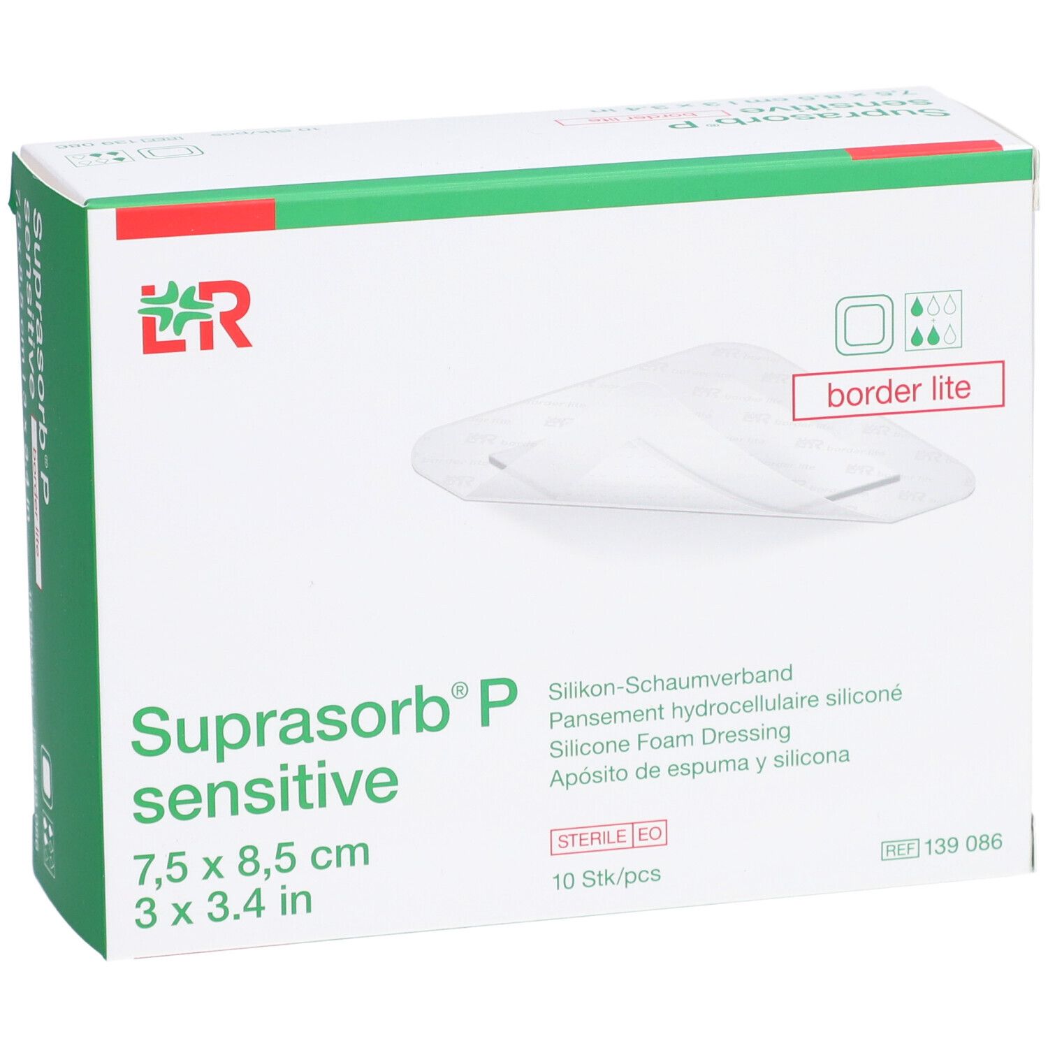SUPRASORB P sensitive border lite 7.5 x 8.5 cm