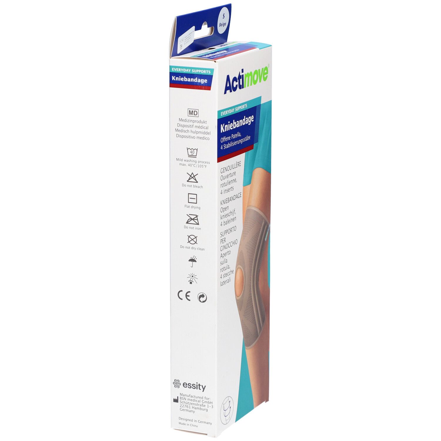 ACTIMOVE® Everyday Supports - Genouillère avec ouverture rotulienne, 4 inserts - Taille S (31-36 cm)