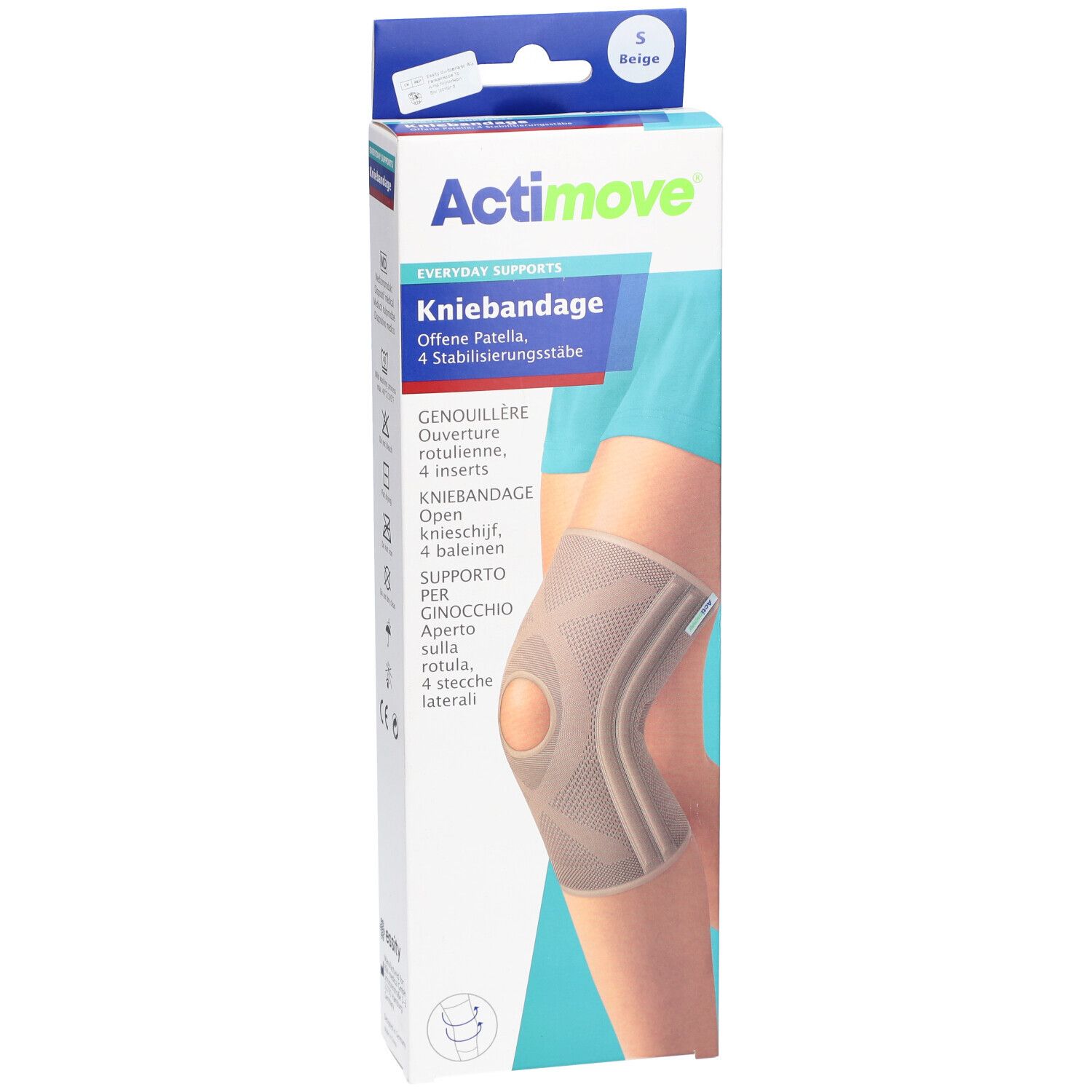 ACTIMOVE® Everyday Supports - Genouillère avec ouverture rotulienne, 4 inserts - Taille S (31-36 cm)