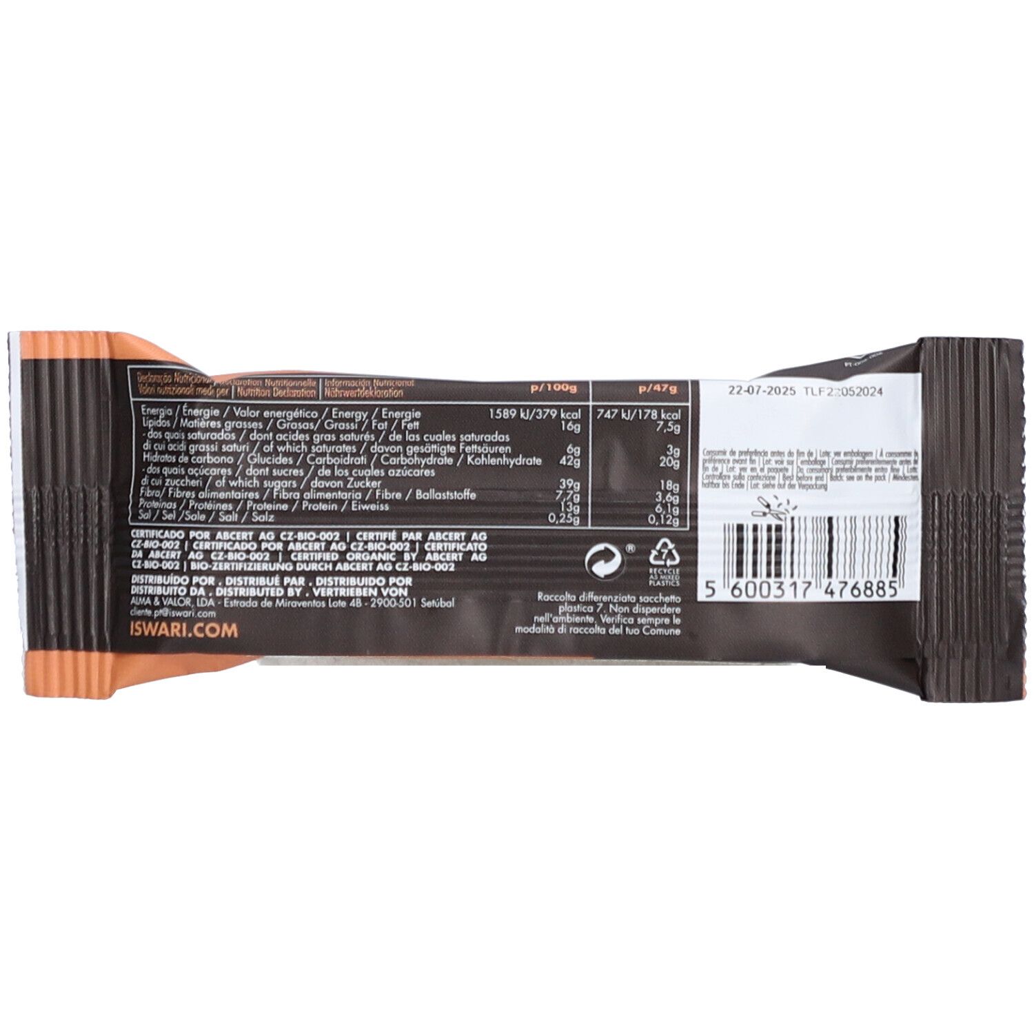 ISWARI Buddha Protein - Proteinriegel Kakao und geröstete Mandeln bio