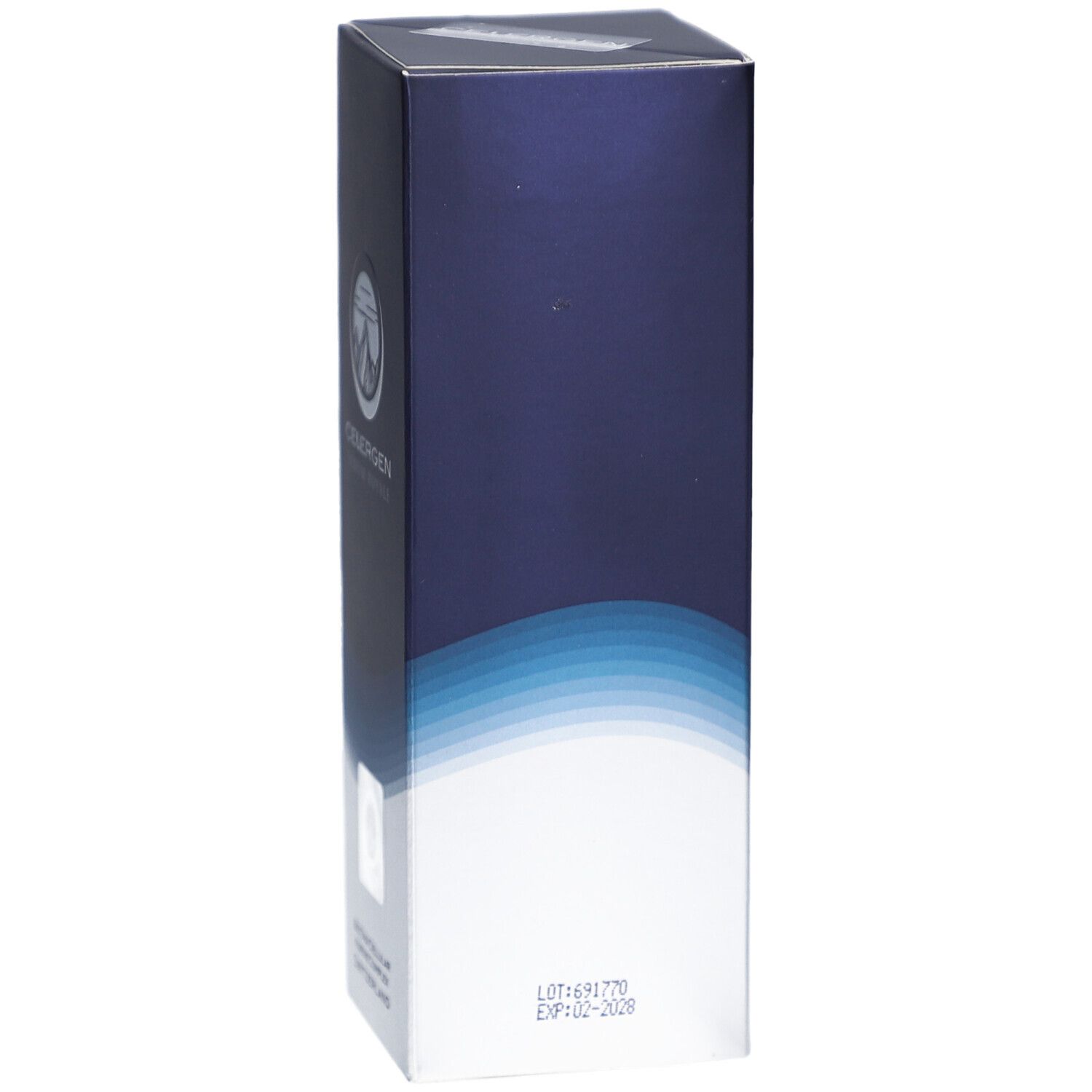 Boîte bleue et blanche. Numéro de lot et date d'expiration. Logo. Aucun autre détail.