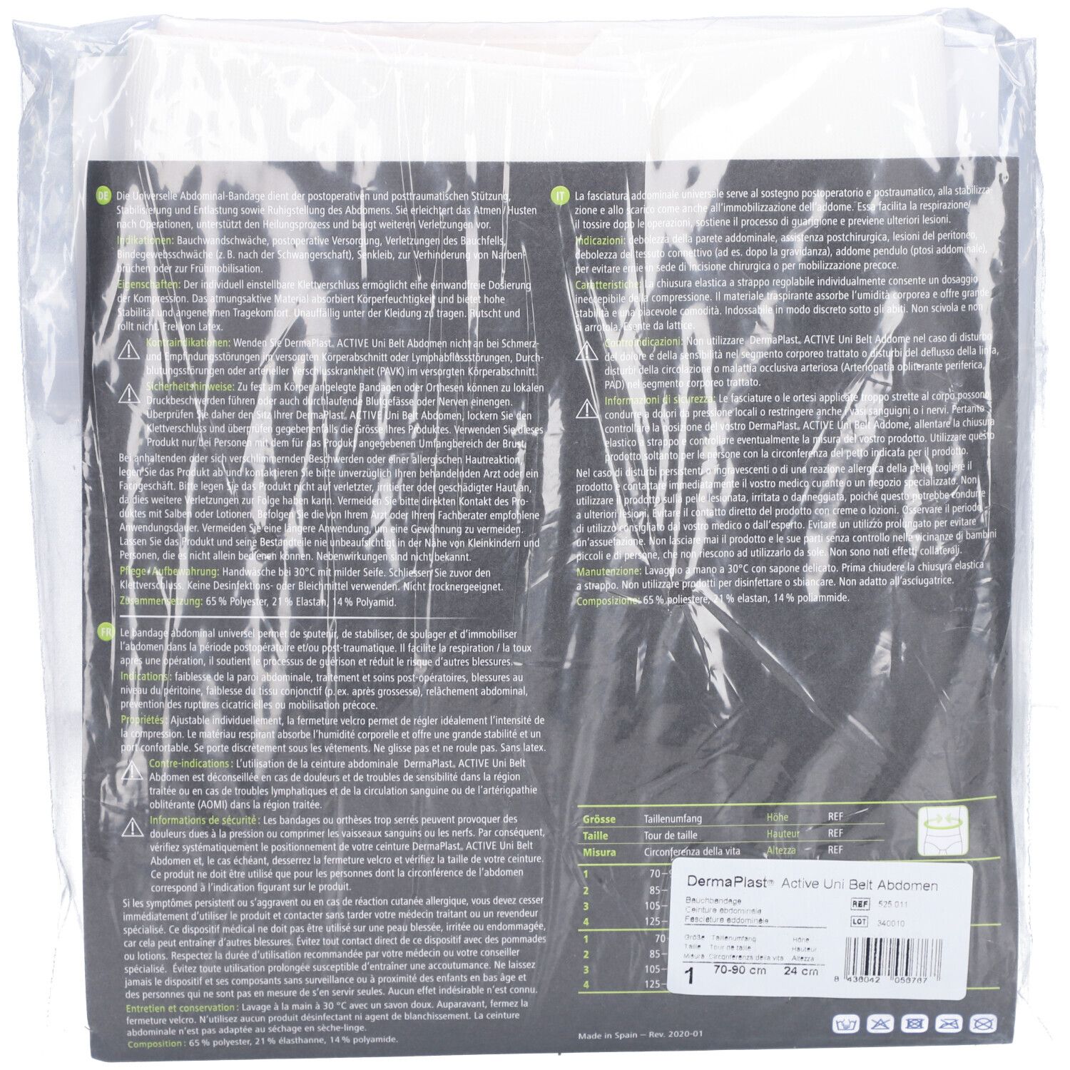 HARTMANN Dermaplast® Active Unibelt Bauchweggürtel Größe 1 70-90 cm klein