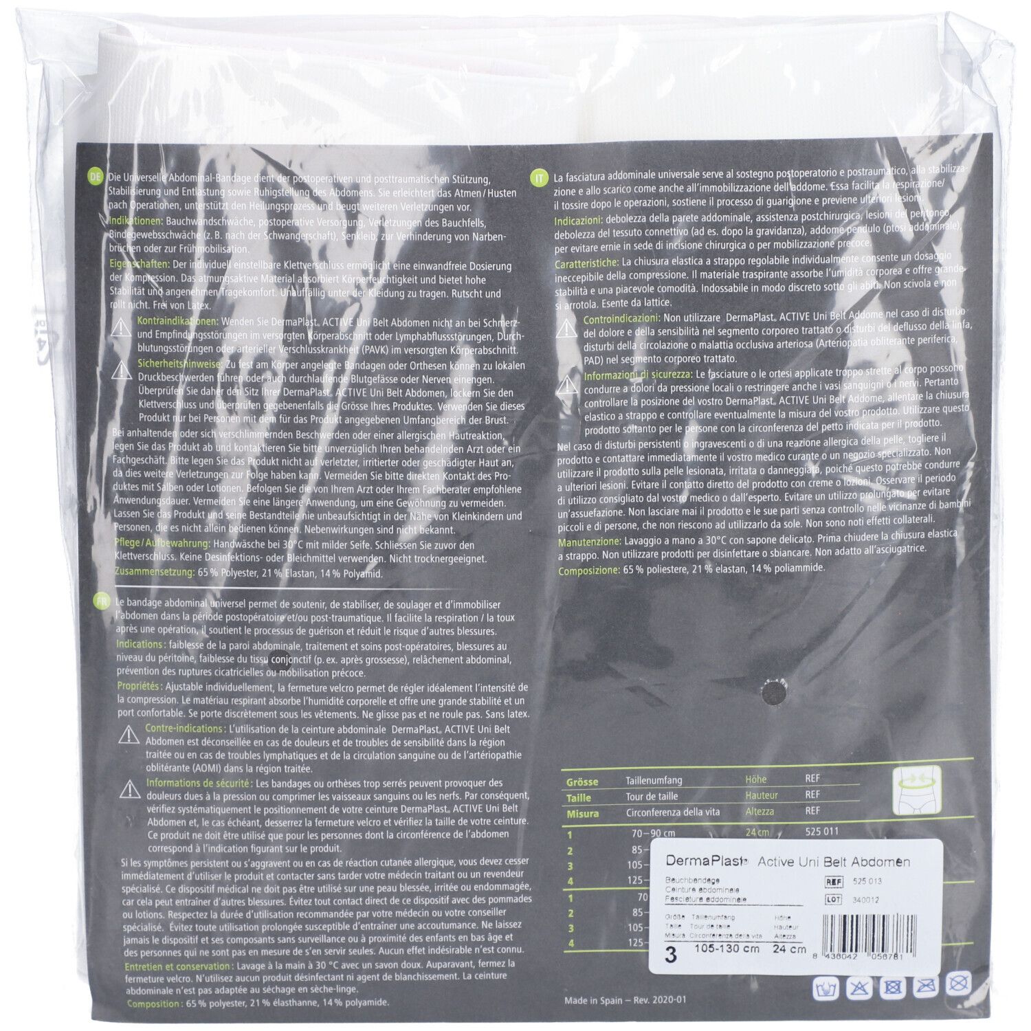 HARTMANN Dermaplast® Active Unibelt Bauchweggürtel Größe 3 105-130 cm klein