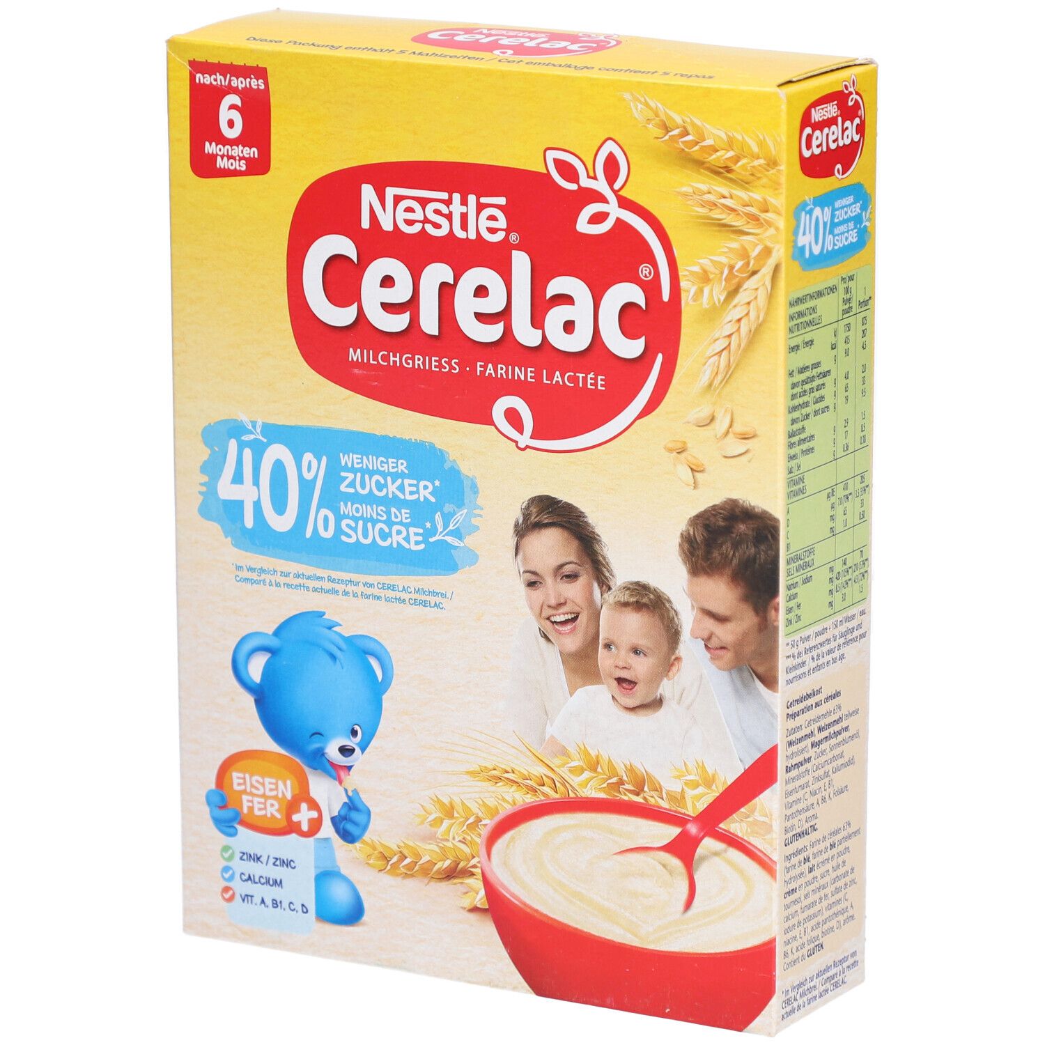 Nestlé CERELAC Milchbrei -40% Zucker 6M