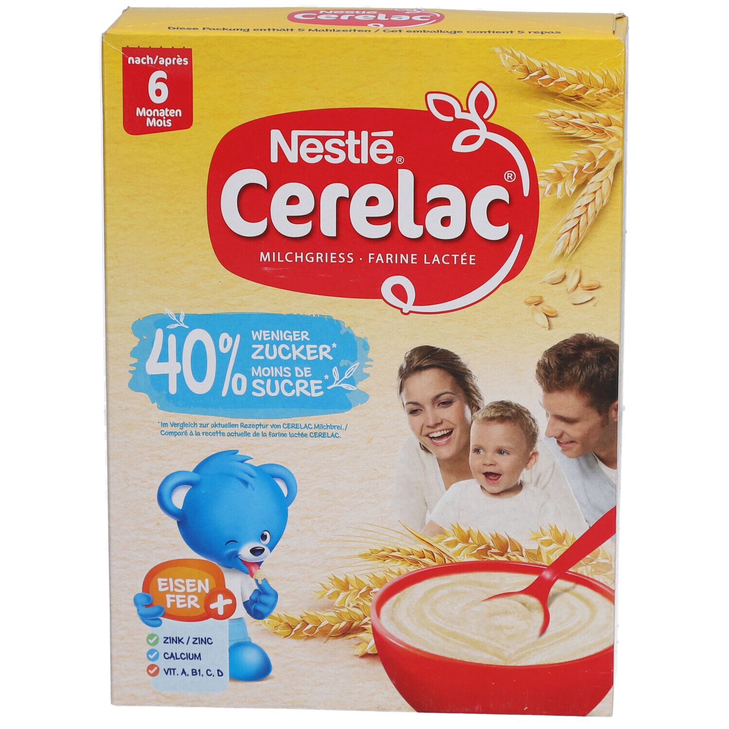 Nestlé CERELAC Milchbrei -40% Zucker 6M