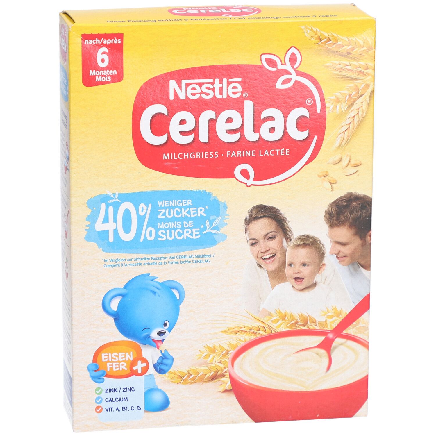 Nestlé CERELAC Milchbrei -40% Zucker 6M