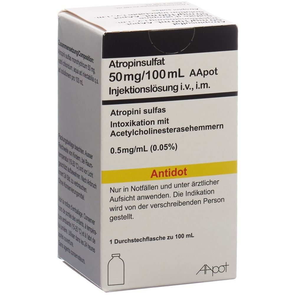 ATROPINSULFAT AApot Inj Lös 50 mg/100ml 100 ml