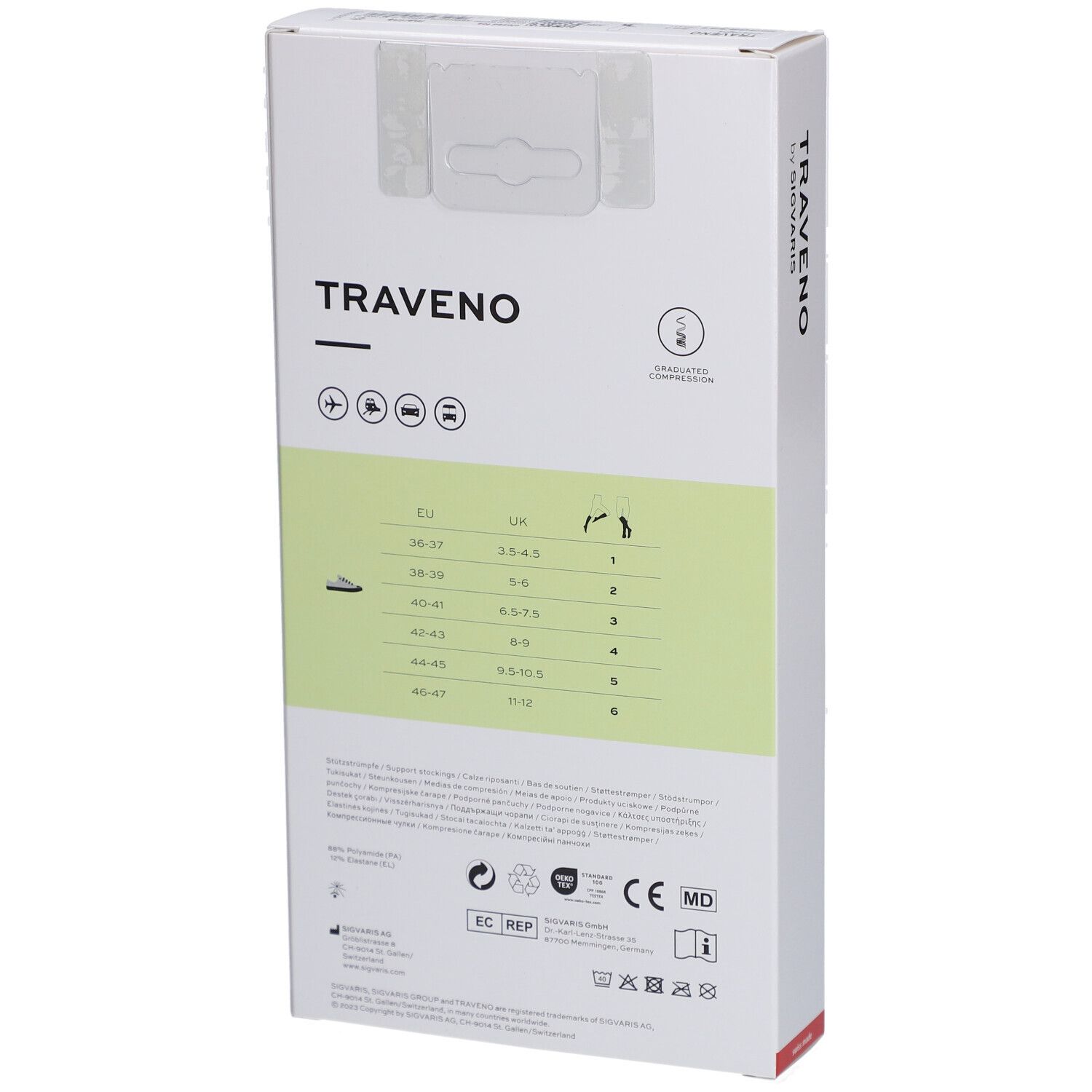 SIGVARIS TRAVENO Reisesocken A-D Größe 3 40-41 Marine