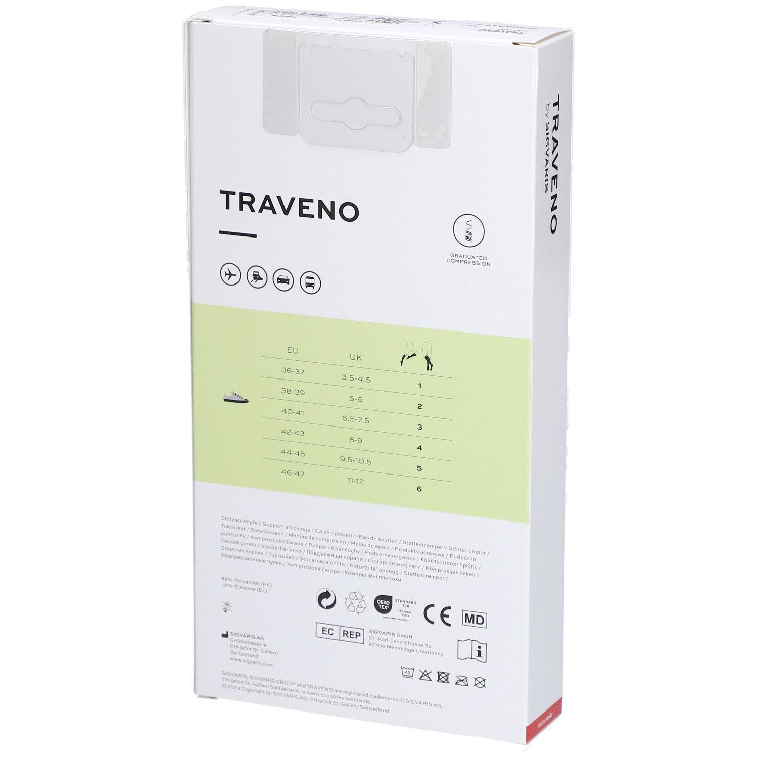 SIGVARIS TRAVENO Reisesocken A-D Größe 4 42-43 Marine