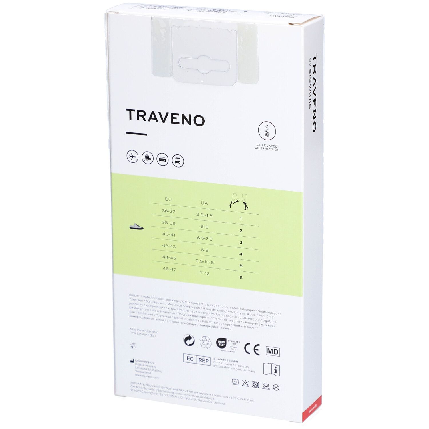 SIGVARIS TRAVENO Reisesocken A-D Größe 4 42-43 Anthrazit