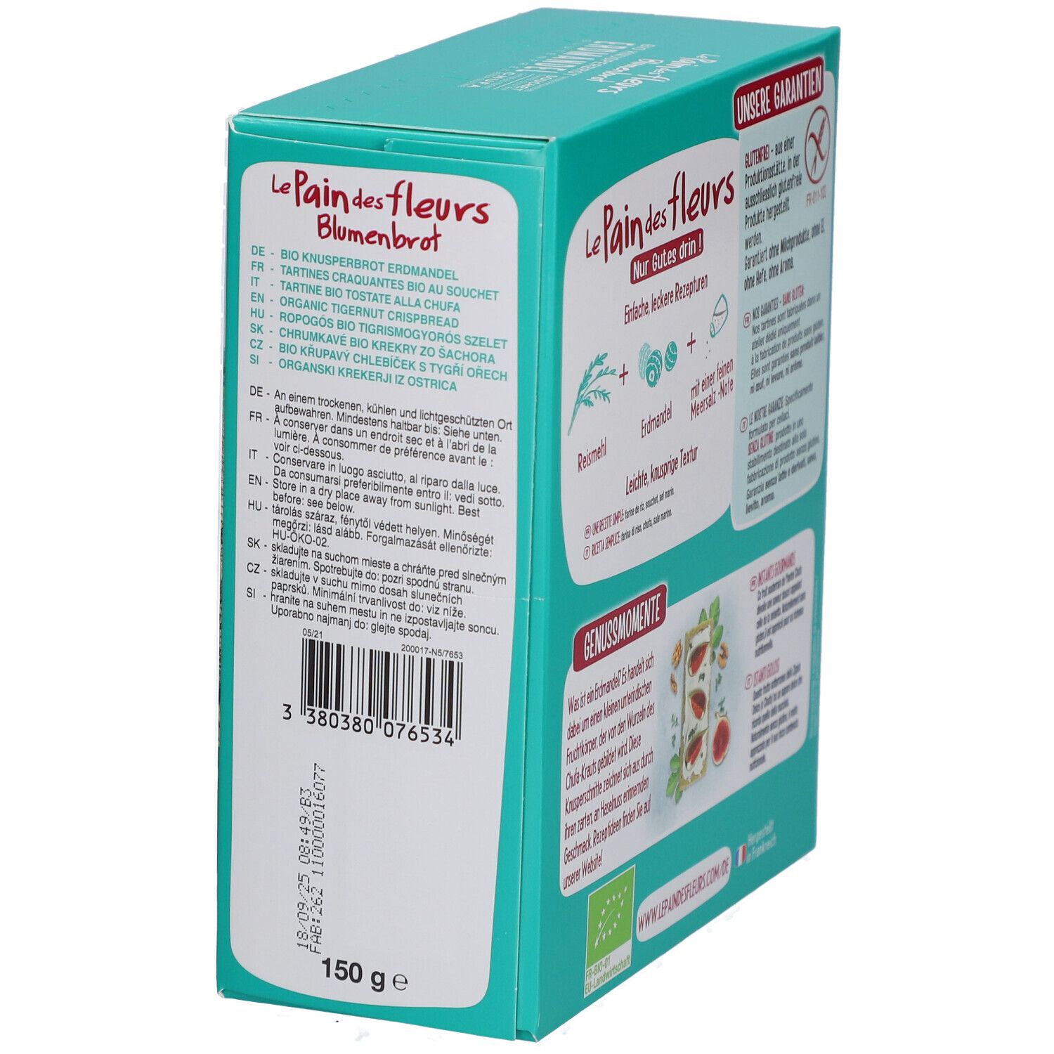Le Pain des Fleurs Bio Tigernuss-Knäckebrot, glutenfrei