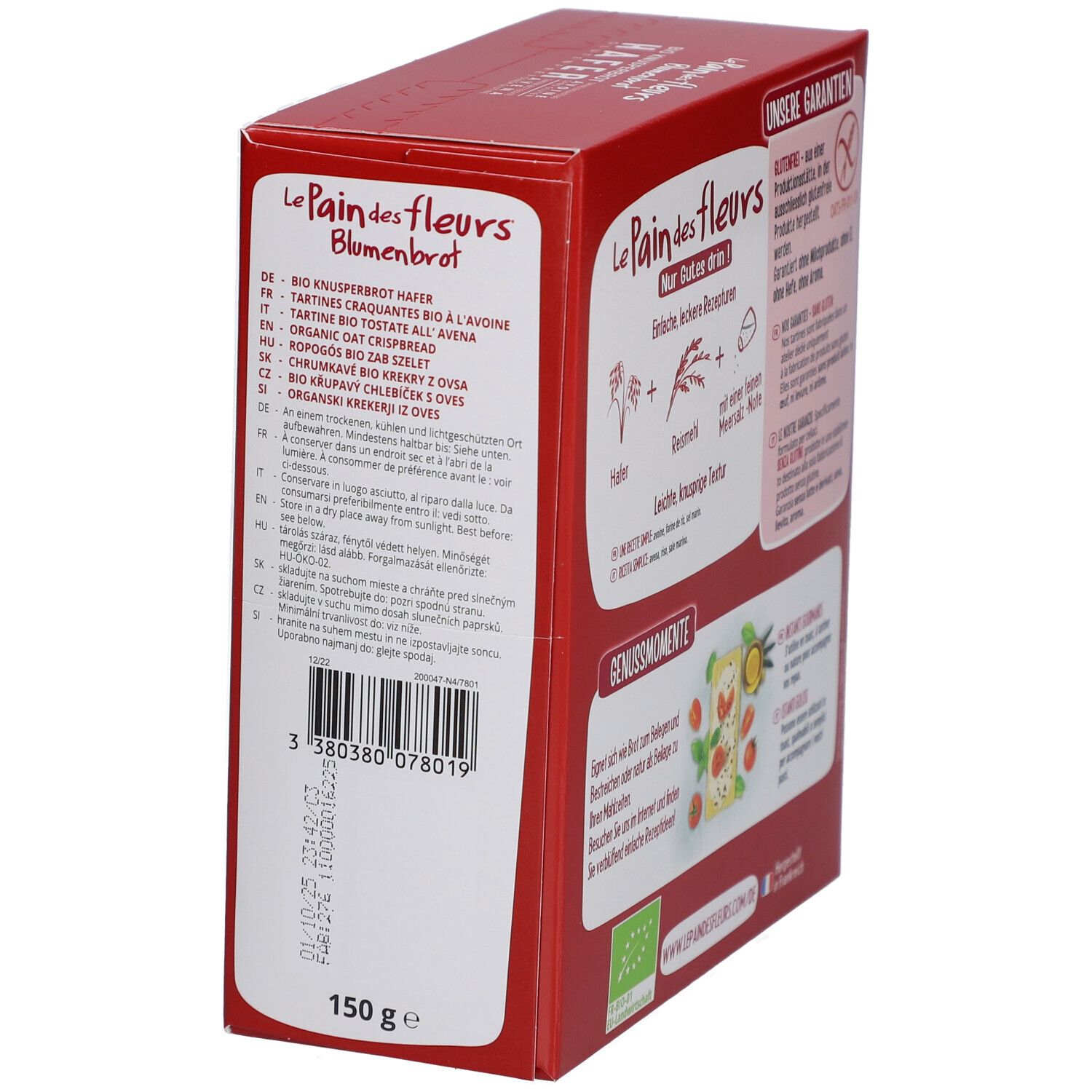 Le Pain des fleurs Tartines bio craquantes avoine sans gluten